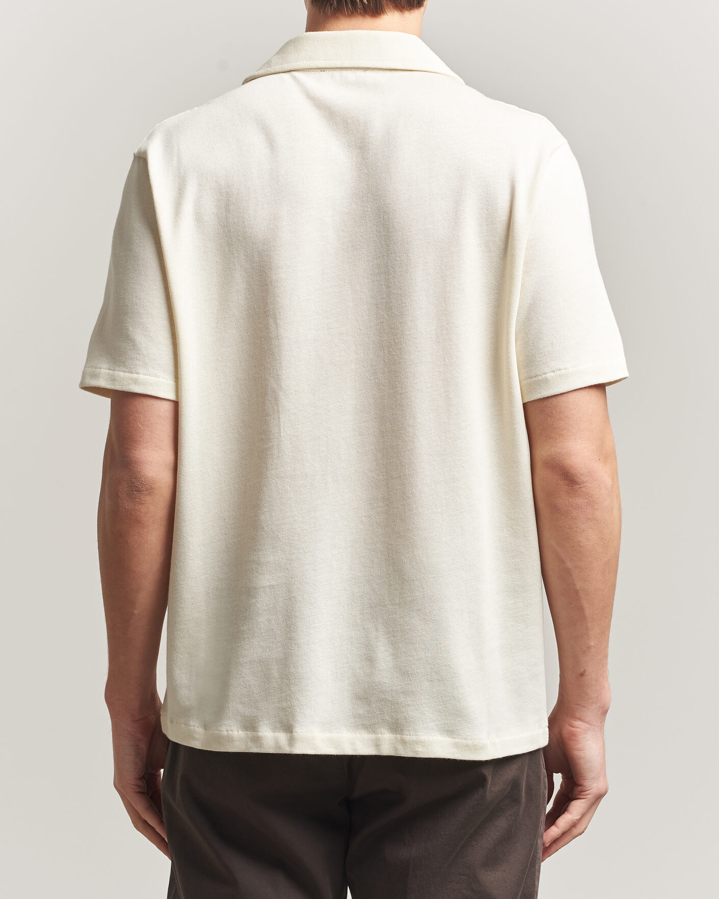 Mies | Kauluspaidat | Oscar Jacobson | Kirk Knitted Short Sleeve Shirt Off White