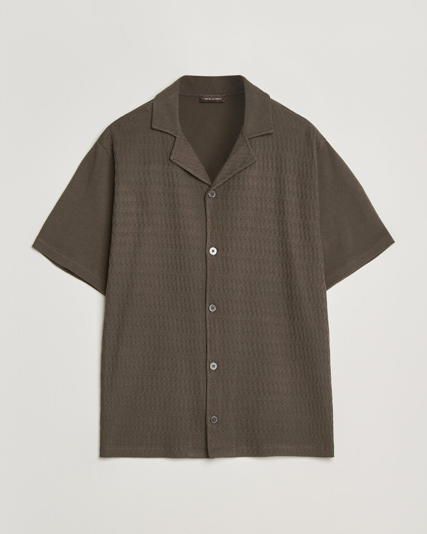 Mies | Kauluspaidat | Oscar Jacobson | Kirk Knitted Short Sleeve Shirt Green