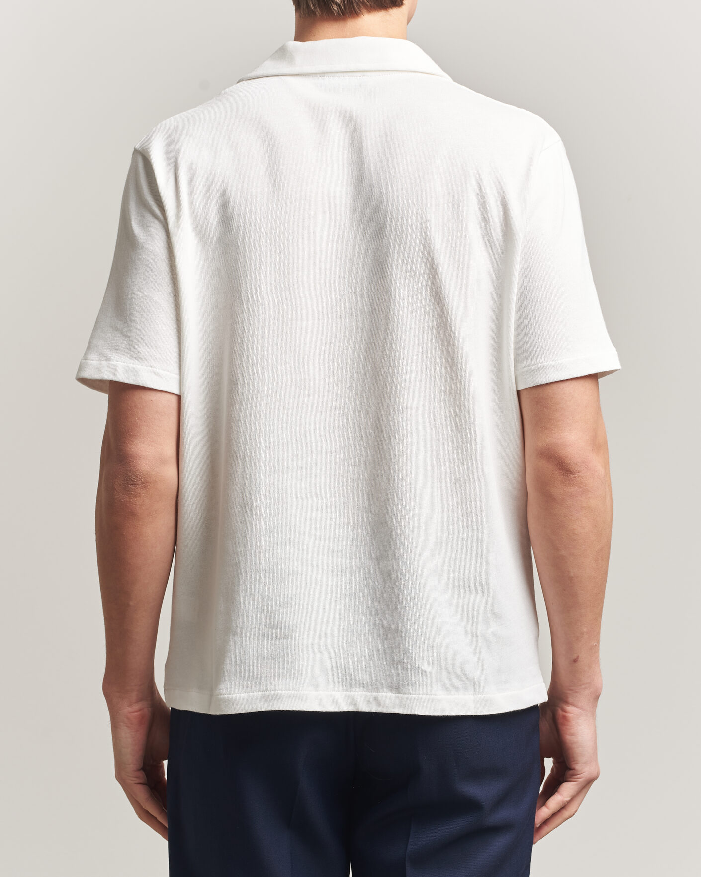 Mies | Kauluspaidat | Oscar Jacobson | Kirk Knitted Short Sleeve Shirt Snow White