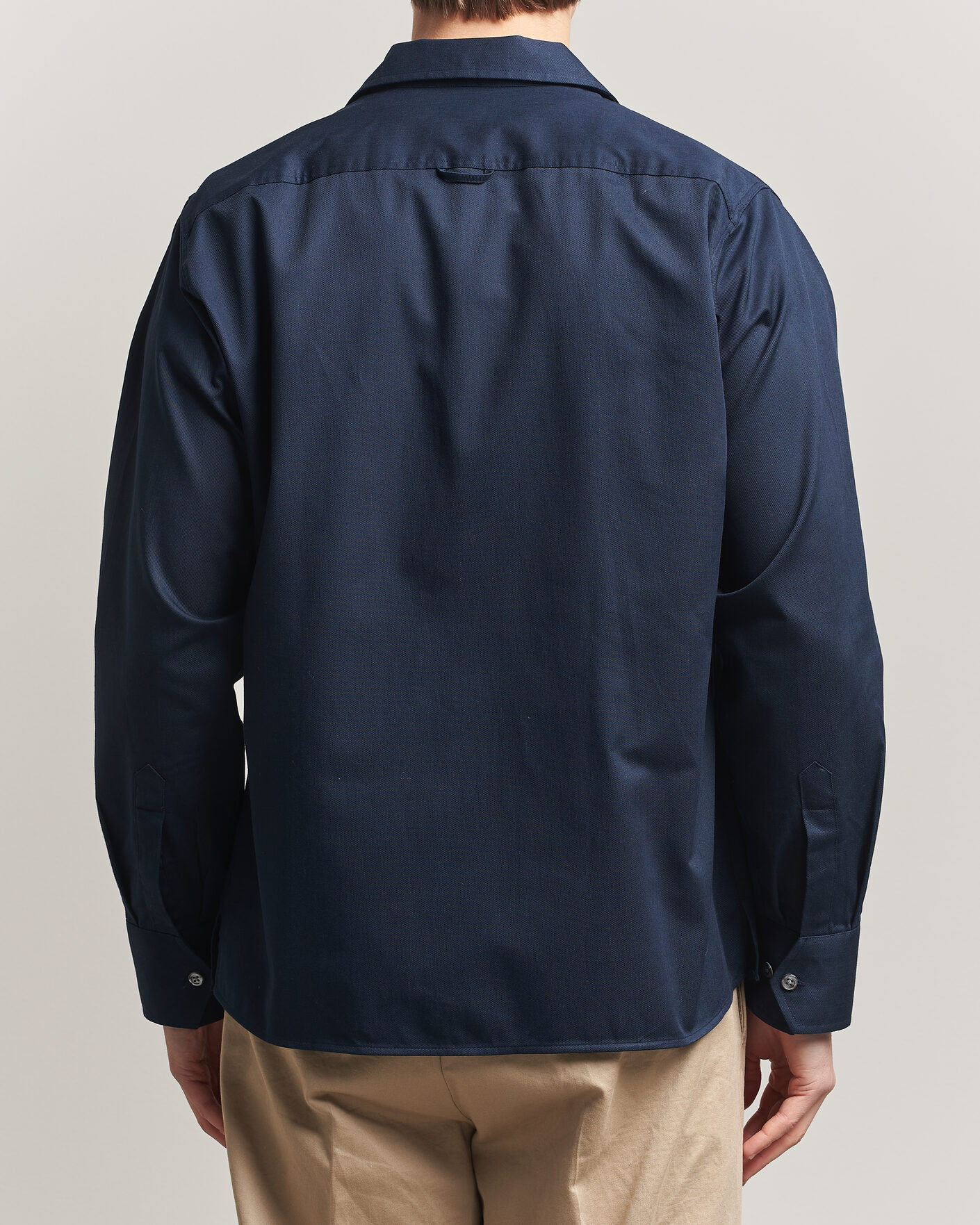 Mies | Kauluspaidat | Oscar Jacobson | Straight Fit Bowling Collar Cotton Shirt Navy