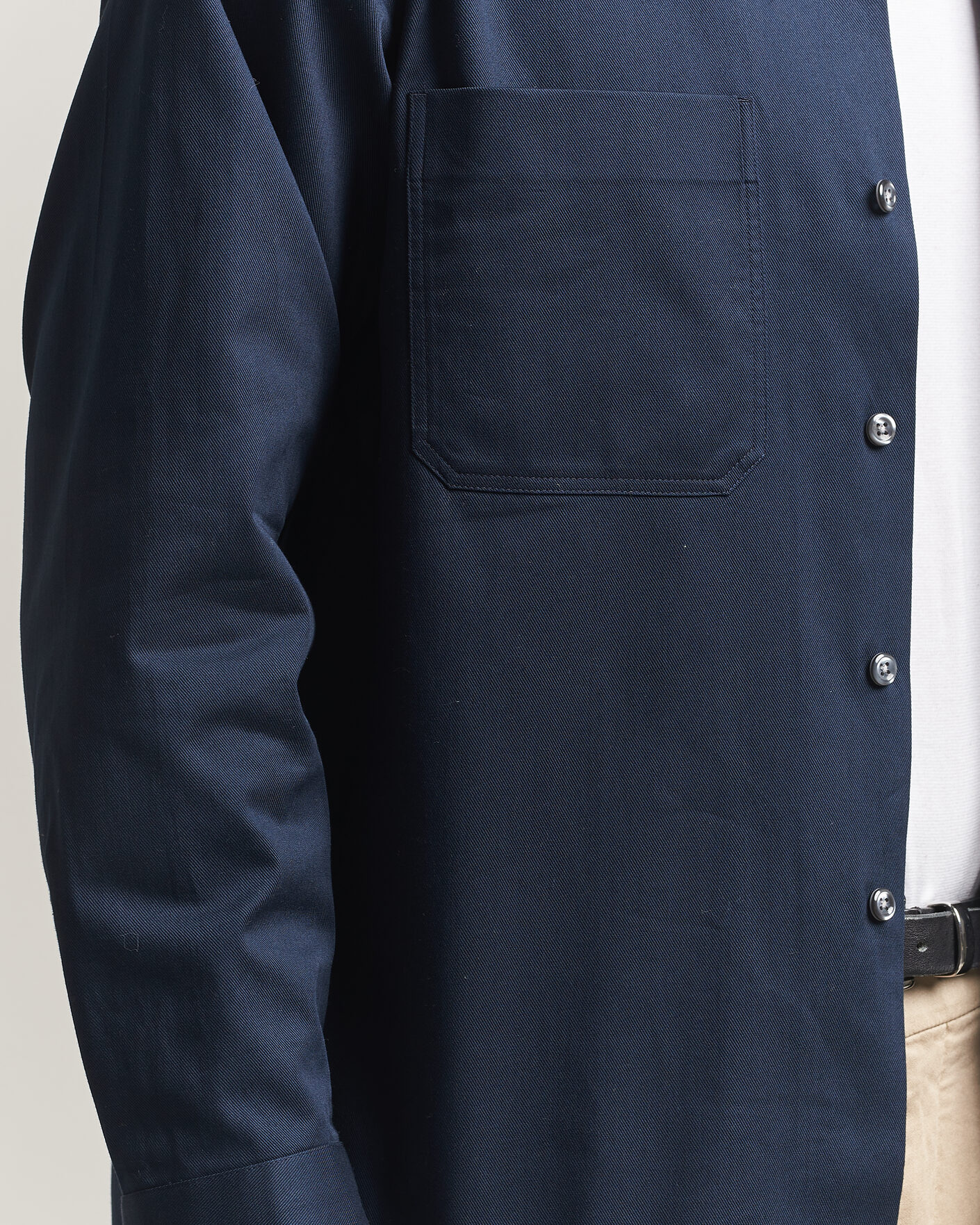 Mies | Kauluspaidat | Oscar Jacobson | Straight Fit Bowling Collar Cotton Shirt Navy