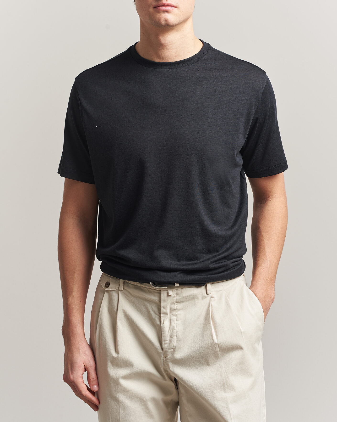 Mies | T-paidat | Oscar Jacobson | Kim Lyocel/Cotton T-Shirt Black