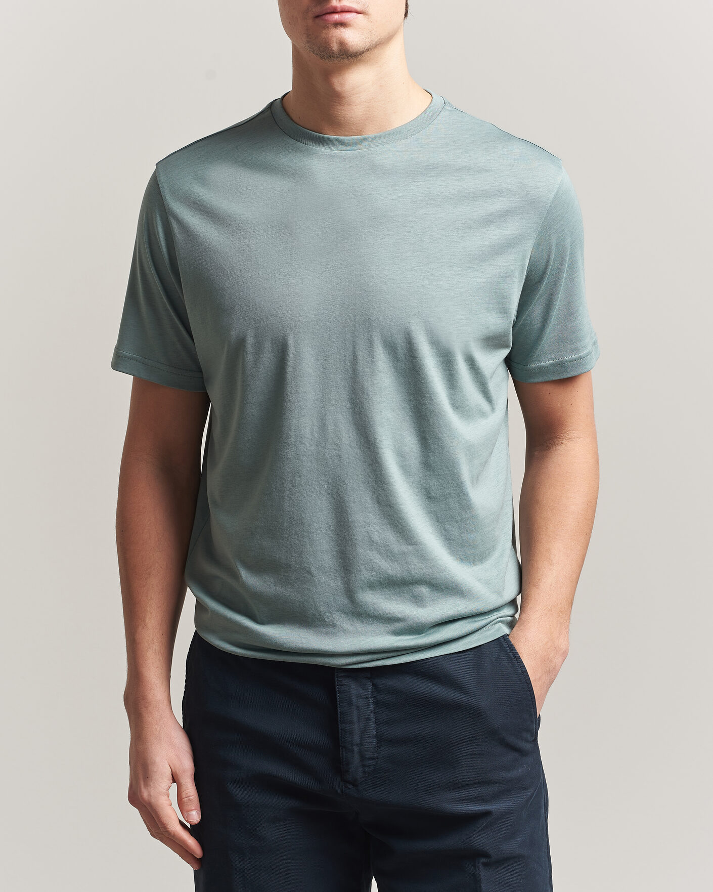 Mies | T-paidat | Oscar Jacobson | Kim Lyocel/Cotton T-Shirt Soft Green