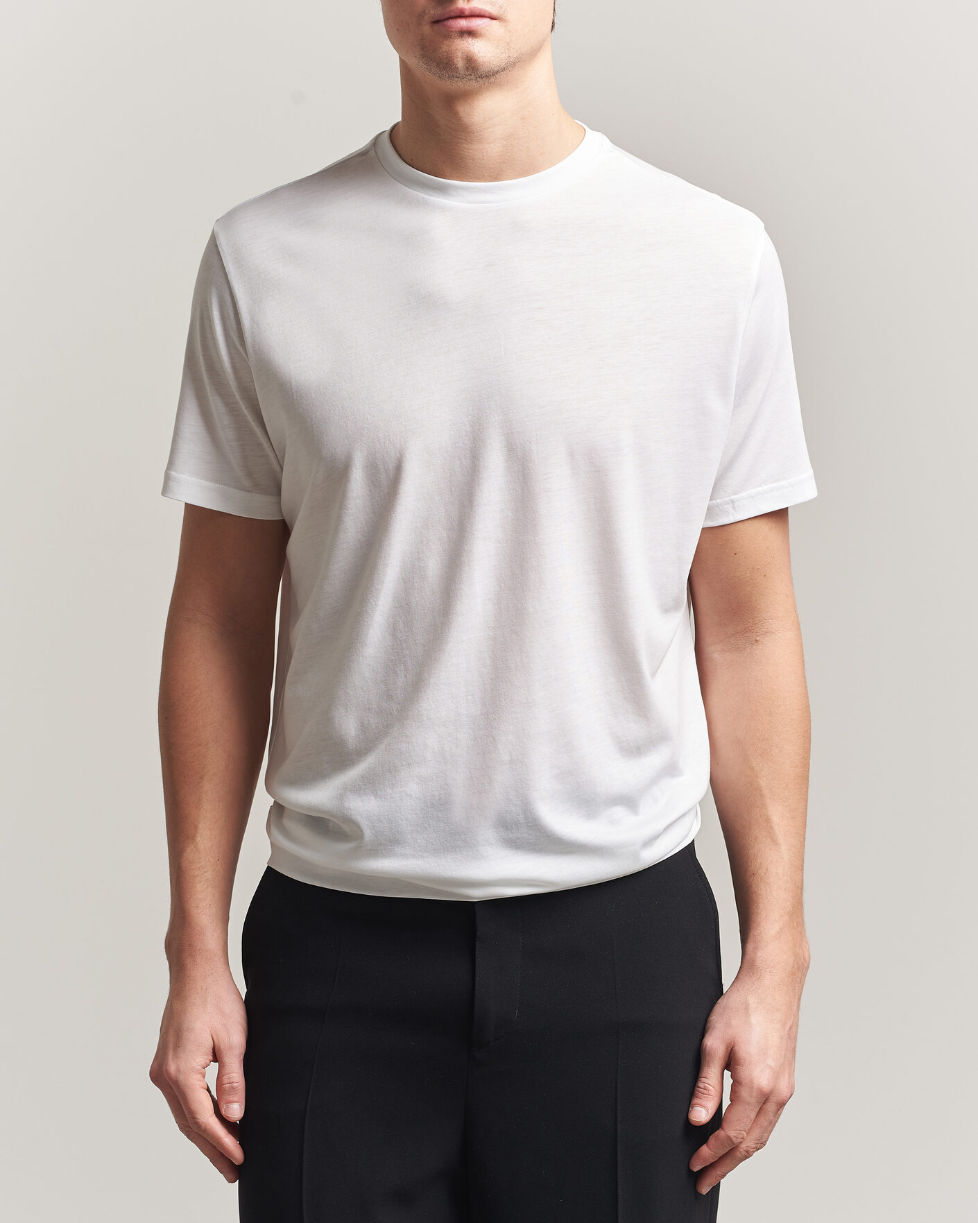 Mies | T-paidat | Oscar Jacobson | Kim Lyocel/Cotton T-Shirt White