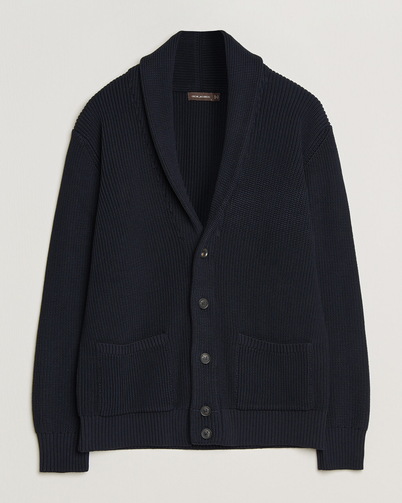 Mies | Puserot | Oscar Jacobson | Roland Knitted Cotton Cardigan Navy