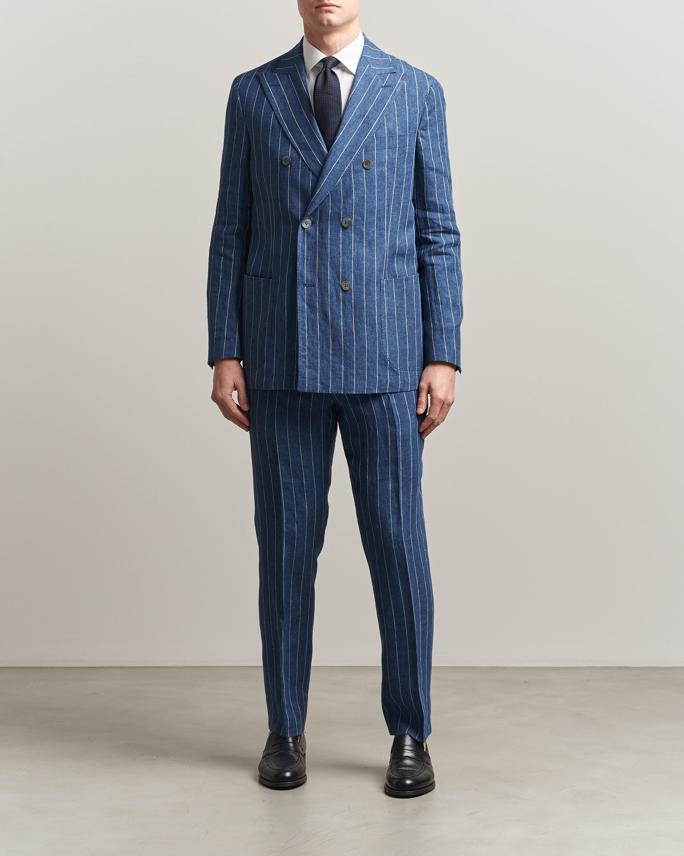 Mies | Pikkutakit | Oscar Jacobson | Farrys Patch Striped Linen Blazer Blue