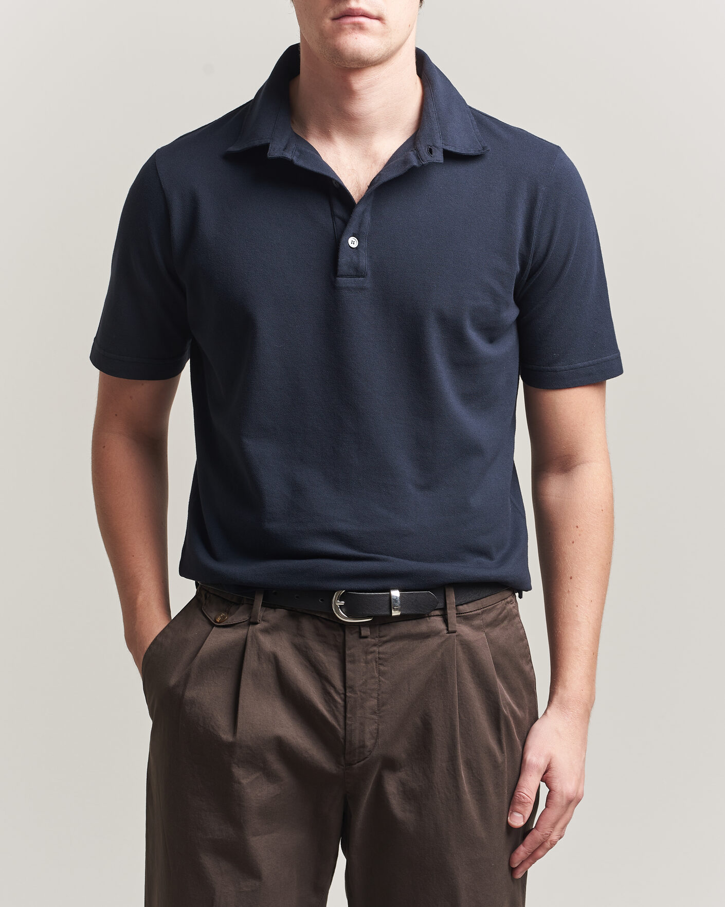 Mies | Pikeet | Zanone | Soft Cotton Piquet Polo Navy