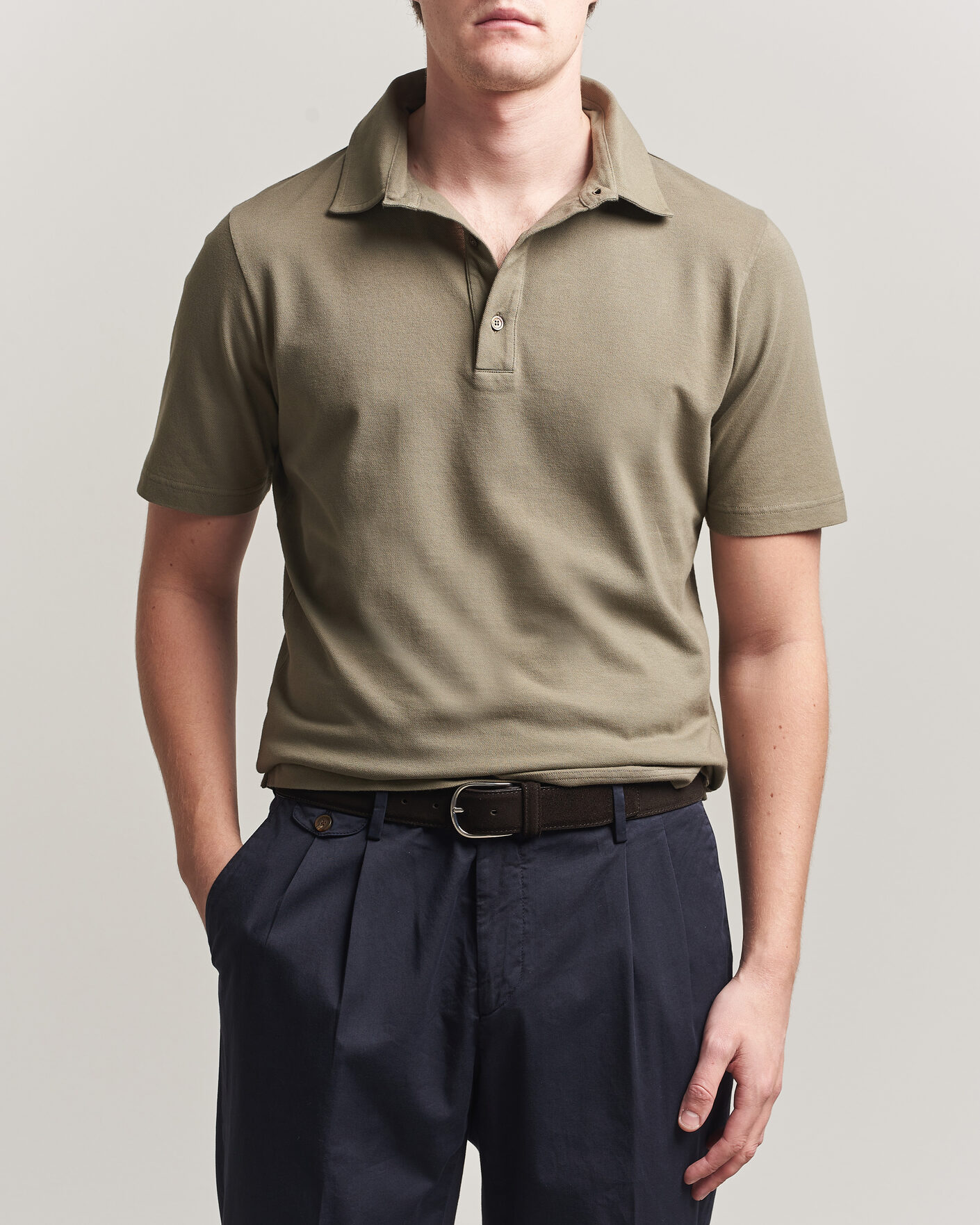 Mies | Pikeet | Zanone | Soft Cotton Piquet Polo Taupe