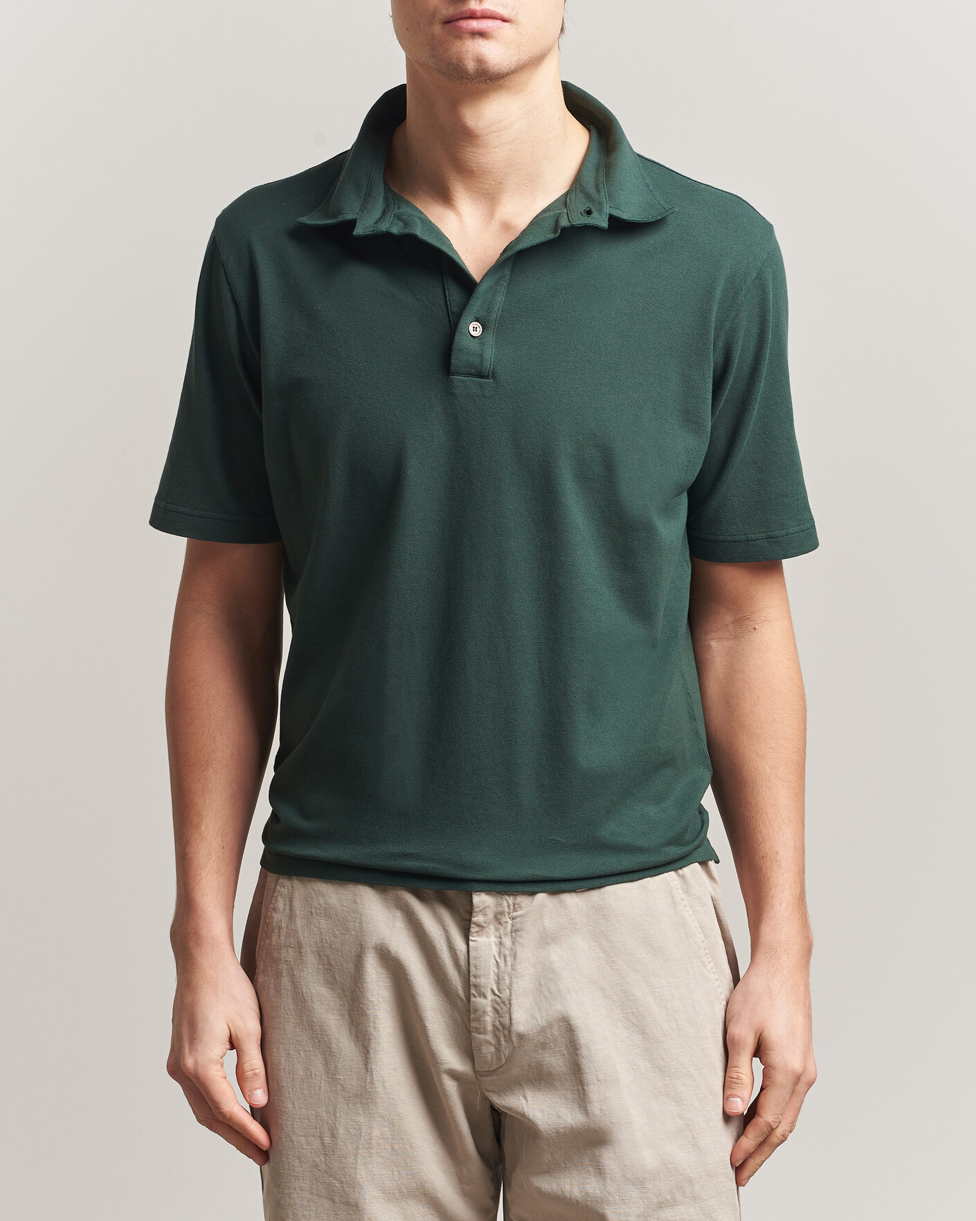 Mies | Pikeet | Zanone | Soft Cotton Piquet Polo Dark Green