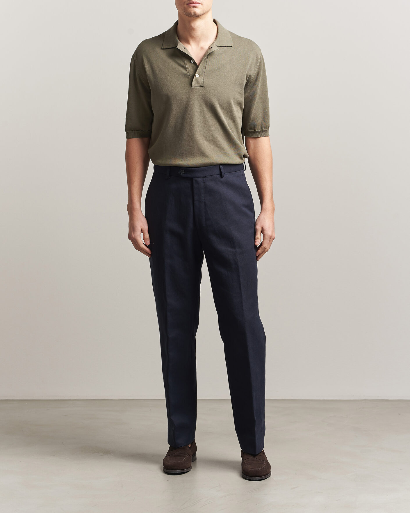 Mies | Pikeet | Zanone | Knitted Cotton Polo Olive