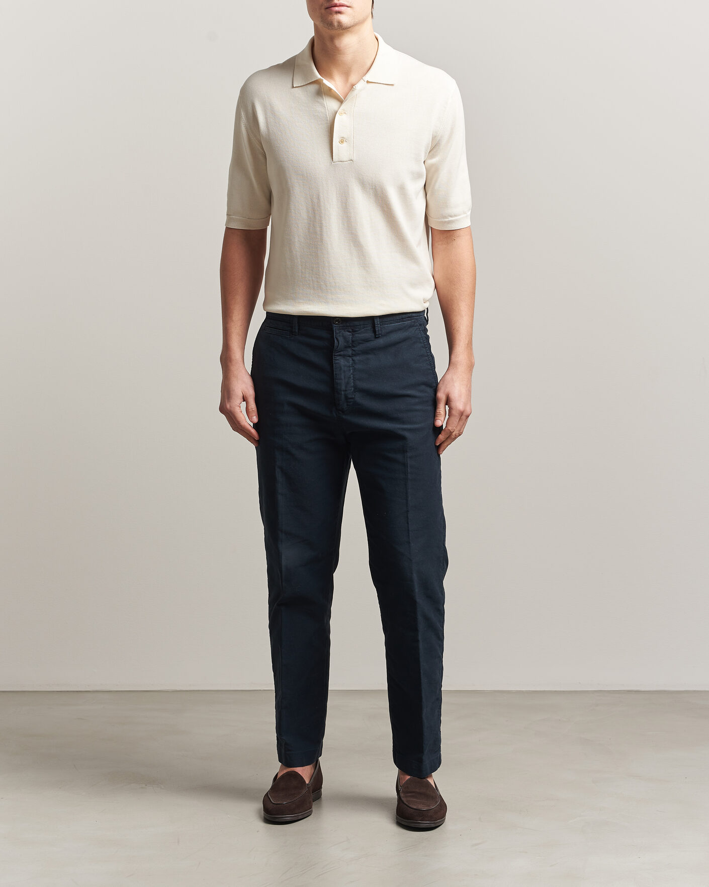 Mies | Pikeet | Zanone | Knitted Cotton Polo Off White