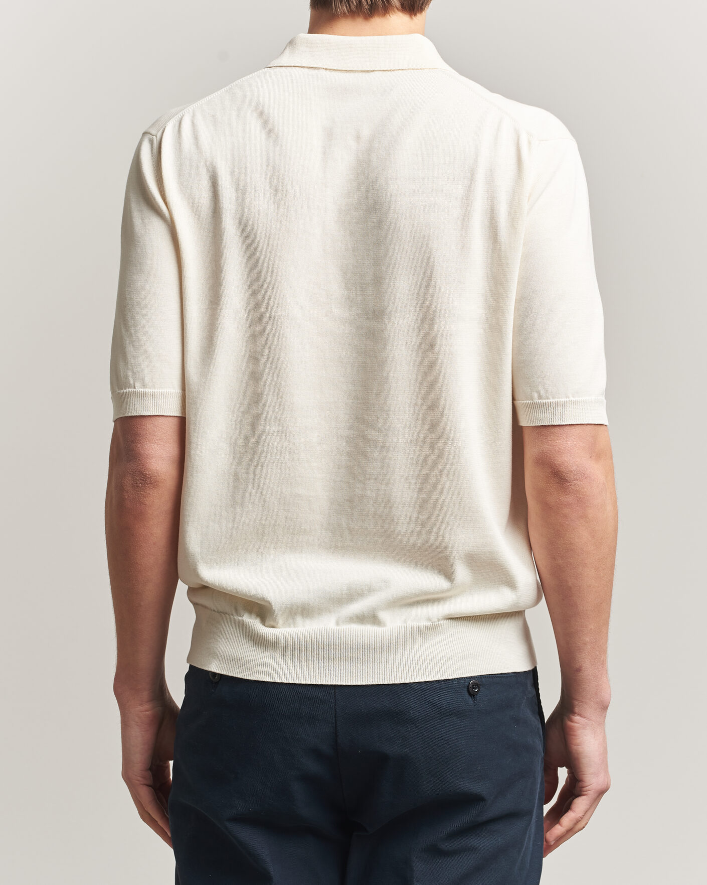 Mies | Pikeet | Zanone | Knitted Cotton Polo Off White