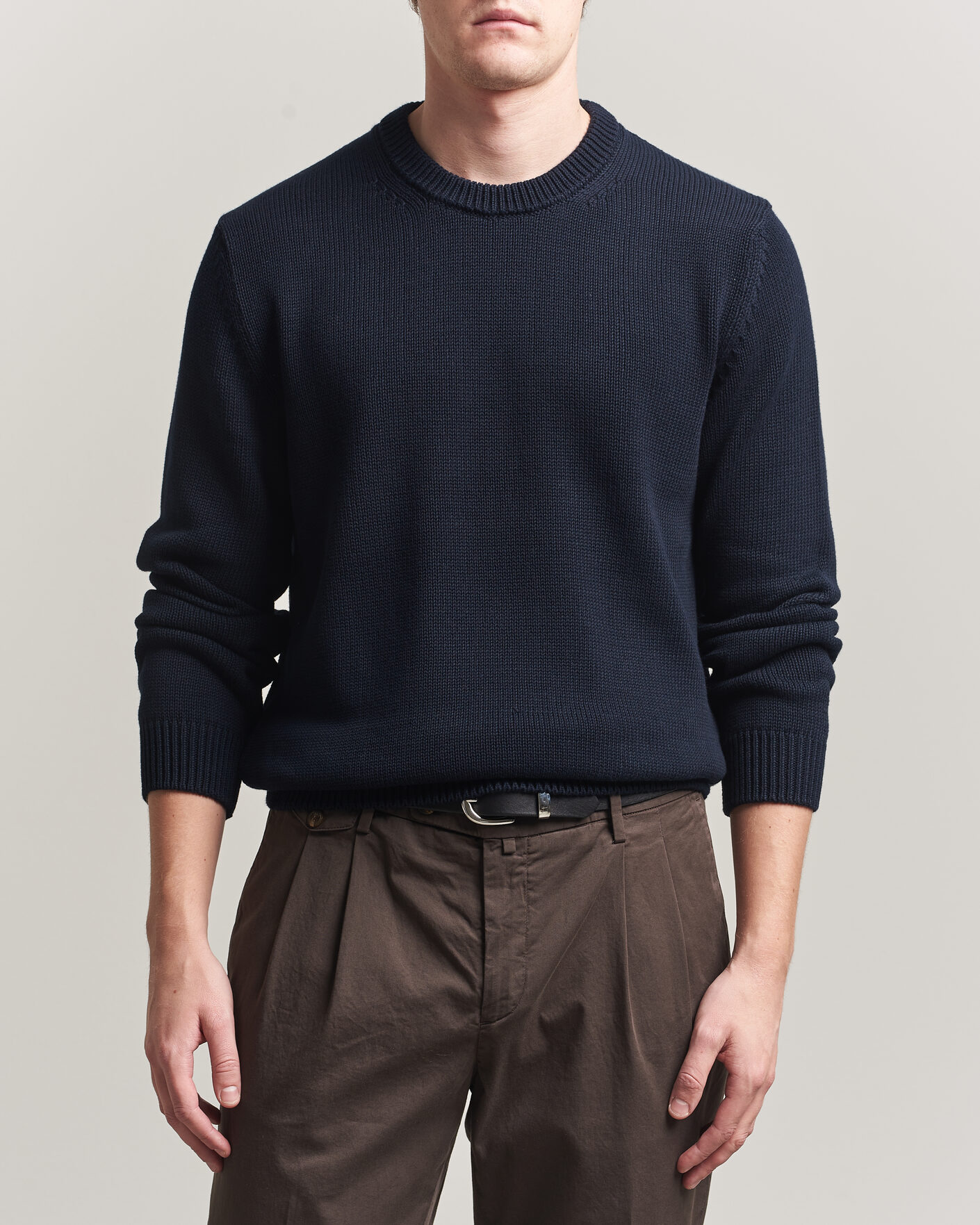 Mies | Puserot | Zanone | Soft Cotton Crew Neck Sweater Navy