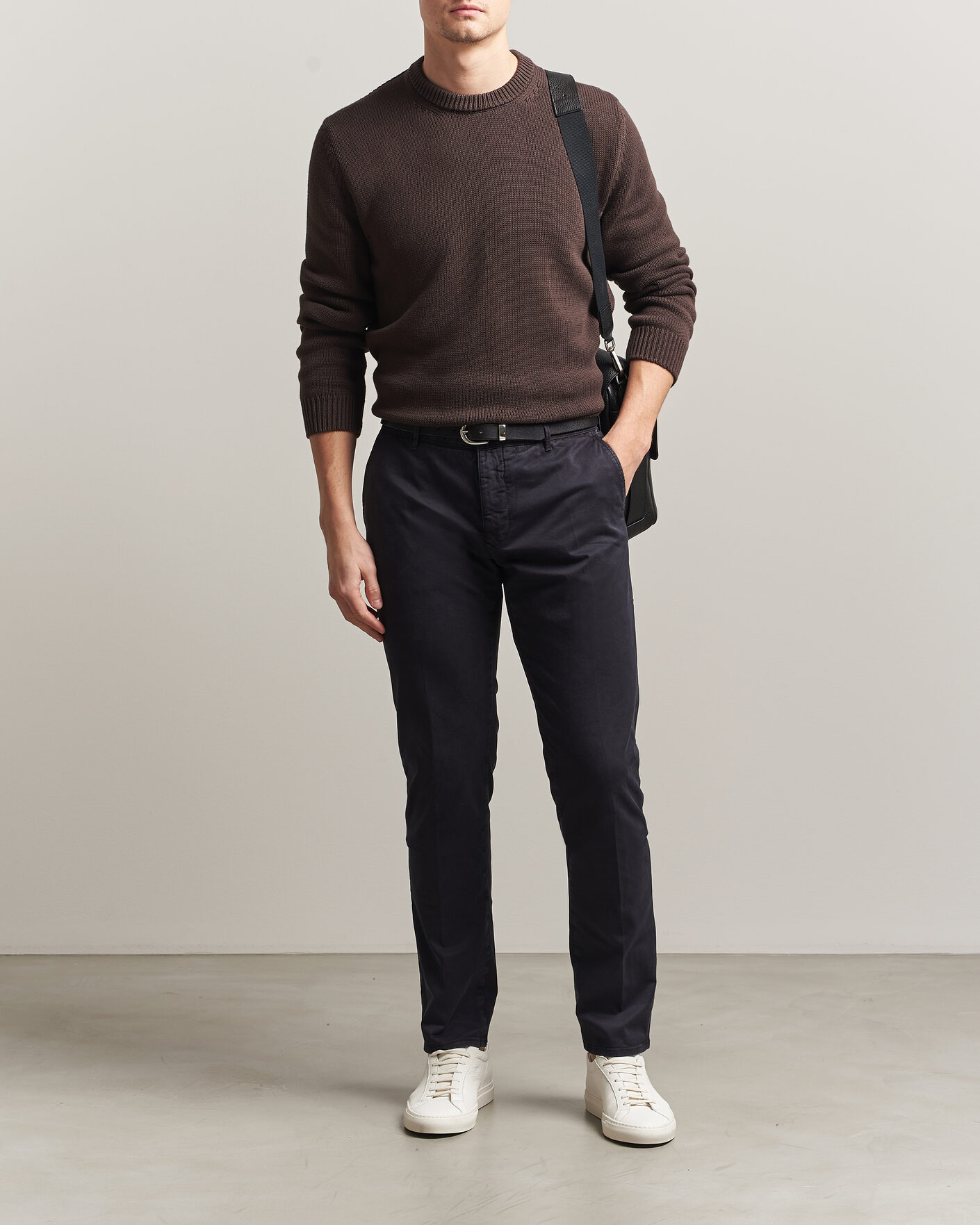 Mies | Puserot | Zanone | Soft Cotton Crew Neck Sweater Chocolate