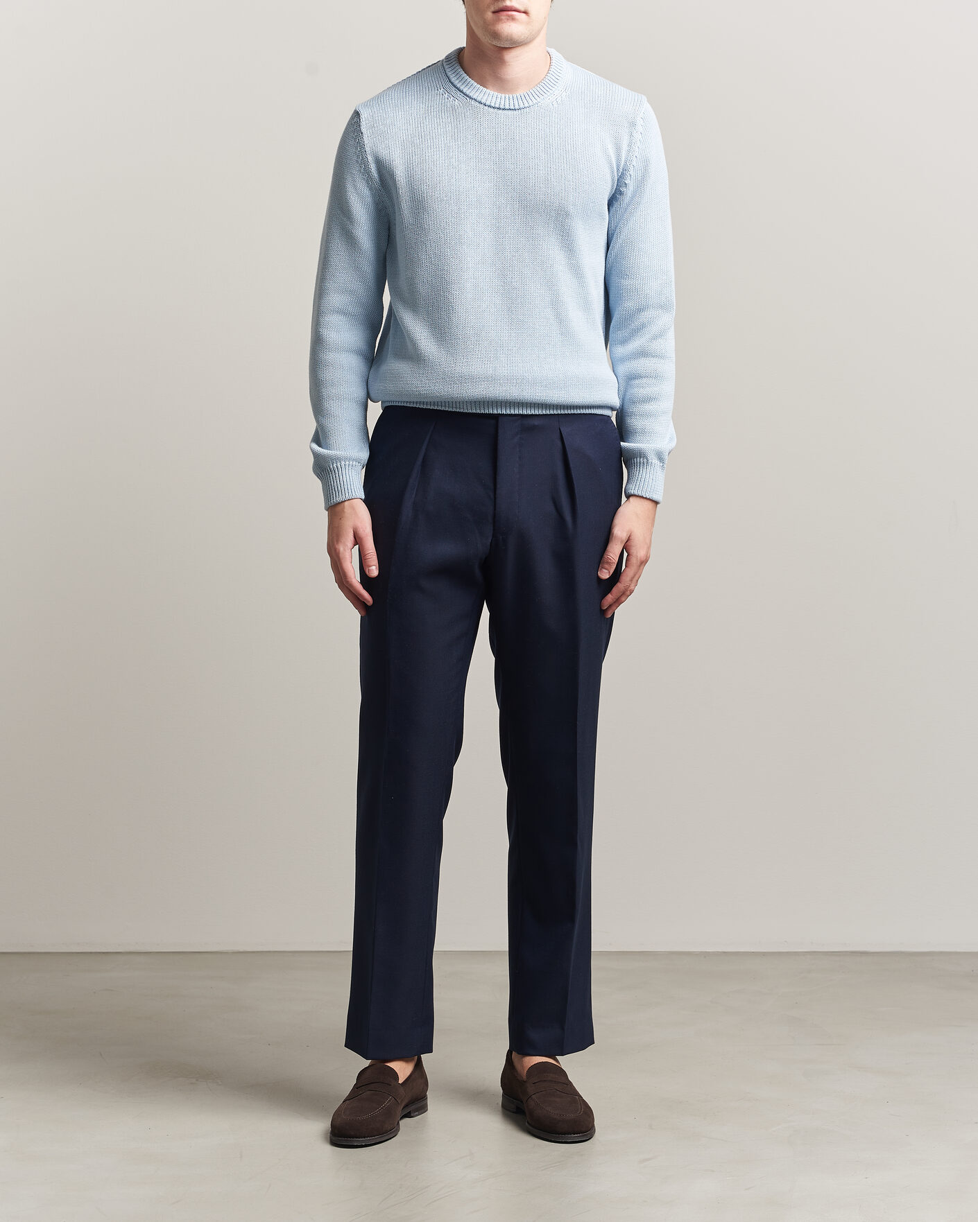 Mies | Puserot | Zanone | Soft Cotton Crew Neck Sweater Sky Blue