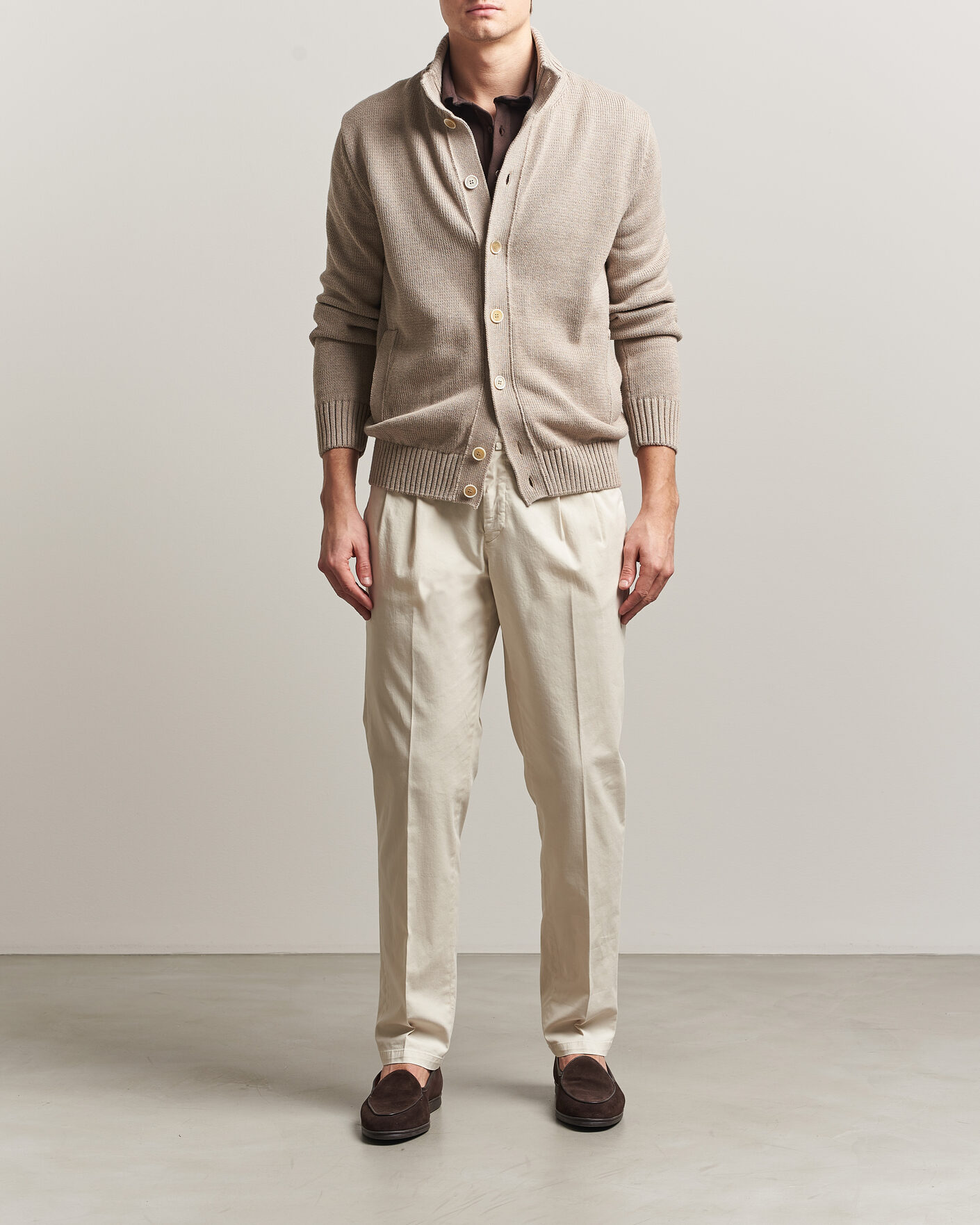 Mies | Puserot | Zanone | Soft Cotton Chioto Cardigan Taupe