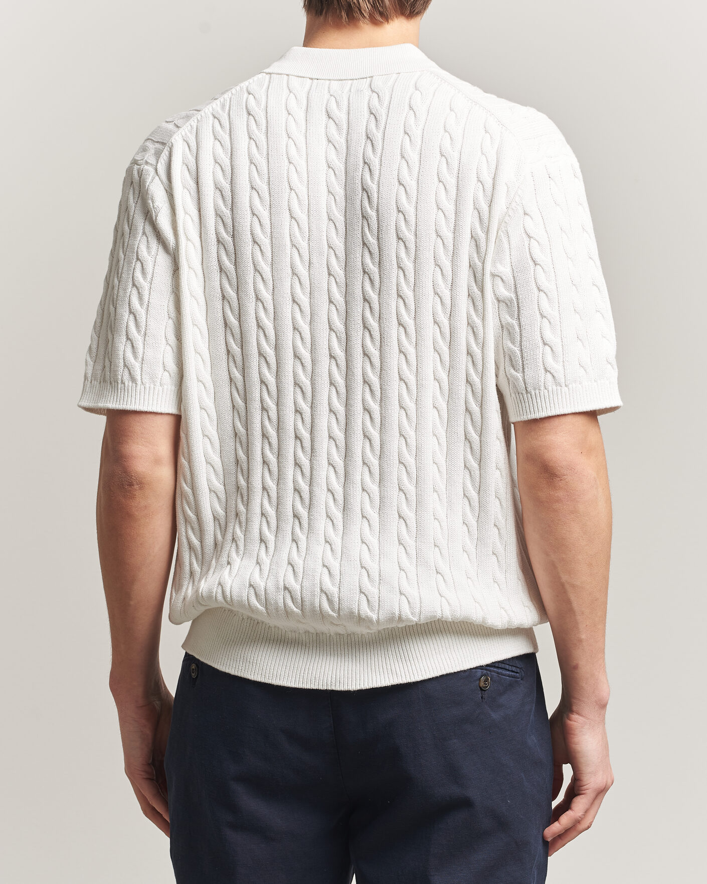 Mies | Pikeet | BEAMS PLUS | Short Sleeve Cable Polo White