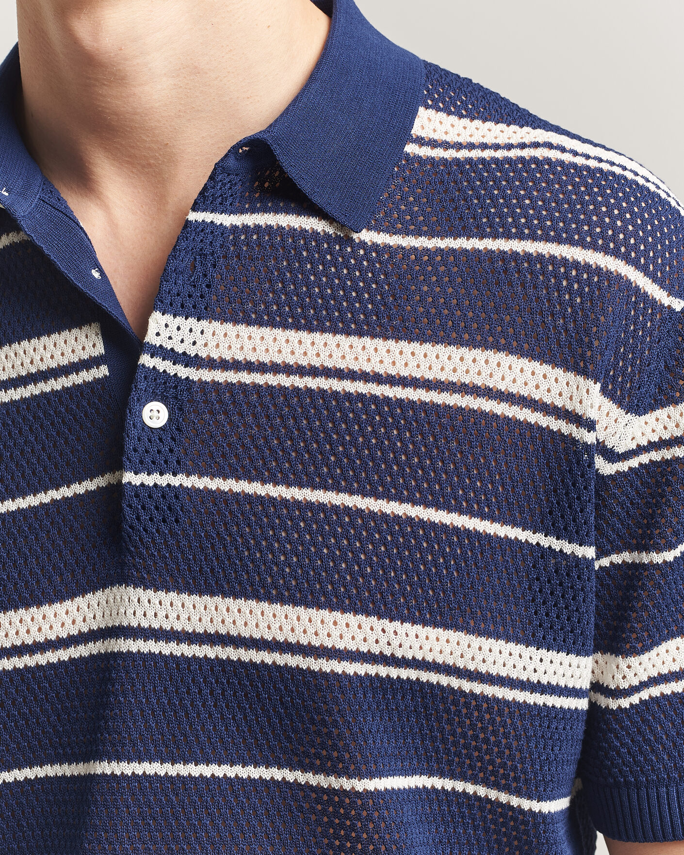Mies | Pikeet | BEAMS PLUS | Short Sleeve Mesh Knit Polo Navy