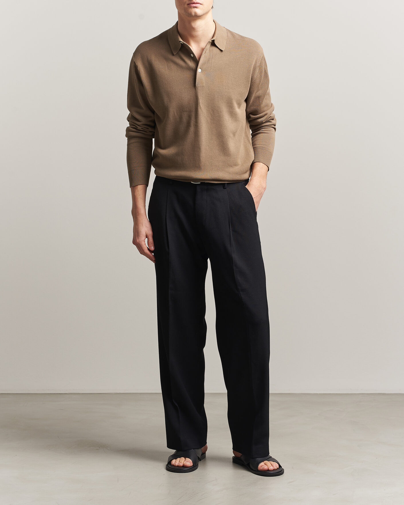 Mies | Pikeet | BEAMS PLUS | Long Sleeve 12G Knit Polo Mocha