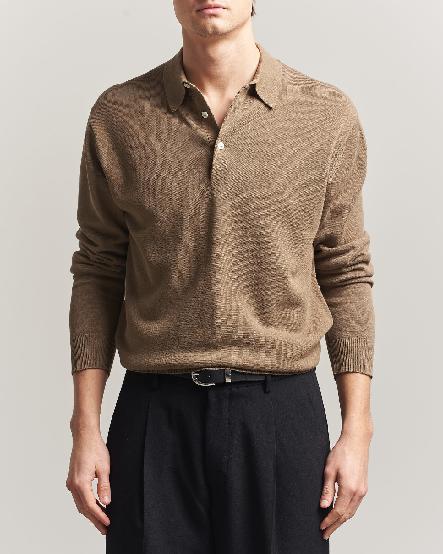 Mies | Pikeet | BEAMS PLUS | Long Sleeve 12G Knit Polo Mocha