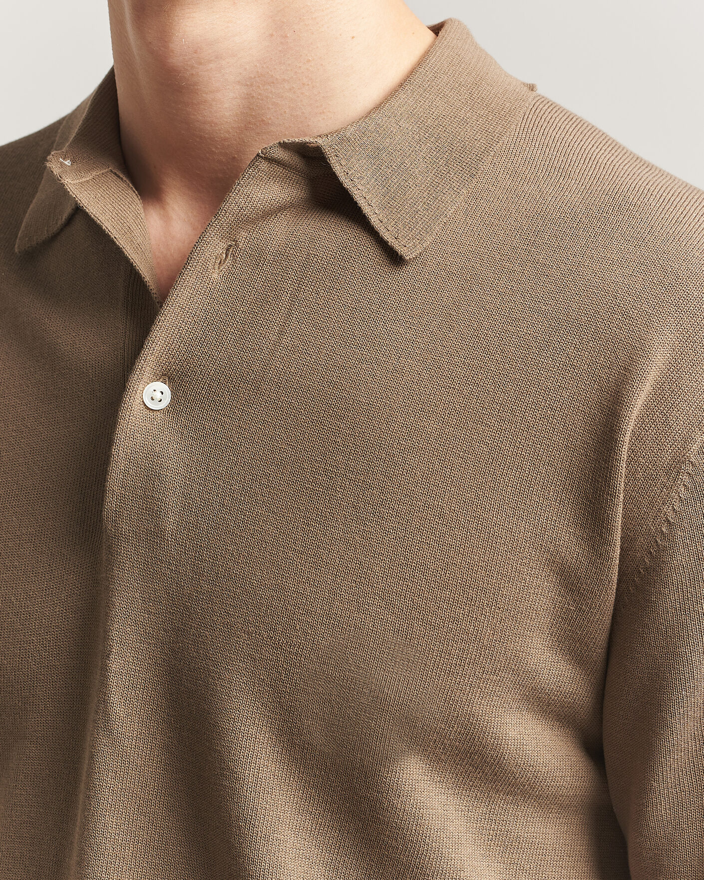 Mies | Pikeet | BEAMS PLUS | Long Sleeve 12G Knit Polo Mocha