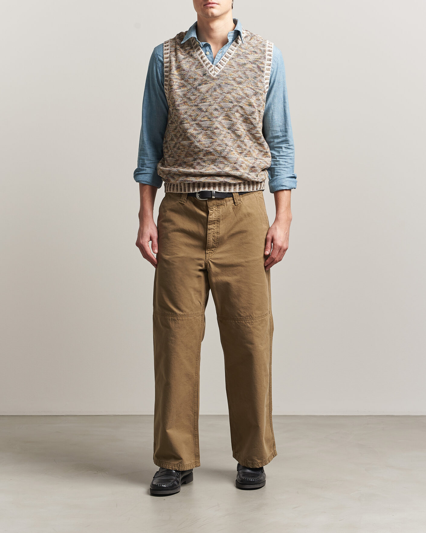Mies | Puserot | BEAMS PLUS | Kasuri Jacquard Knit Vest Beige