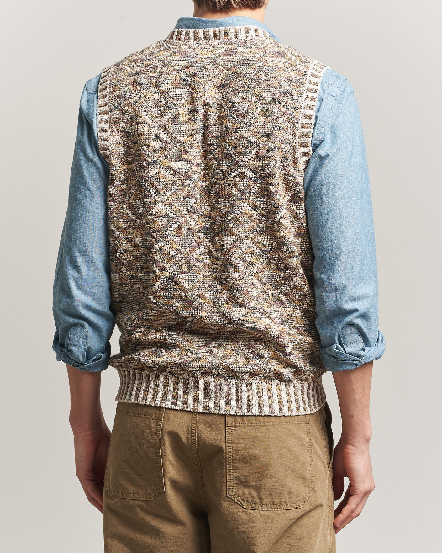 Mies | Puserot | BEAMS PLUS | Kasuri Jacquard Knit Vest Beige
