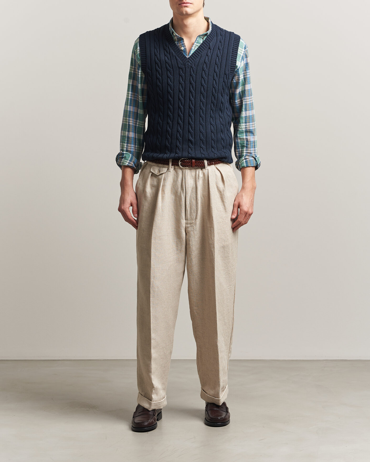Mies | Puserot | BEAMS PLUS | Cable Knit Vest Navy