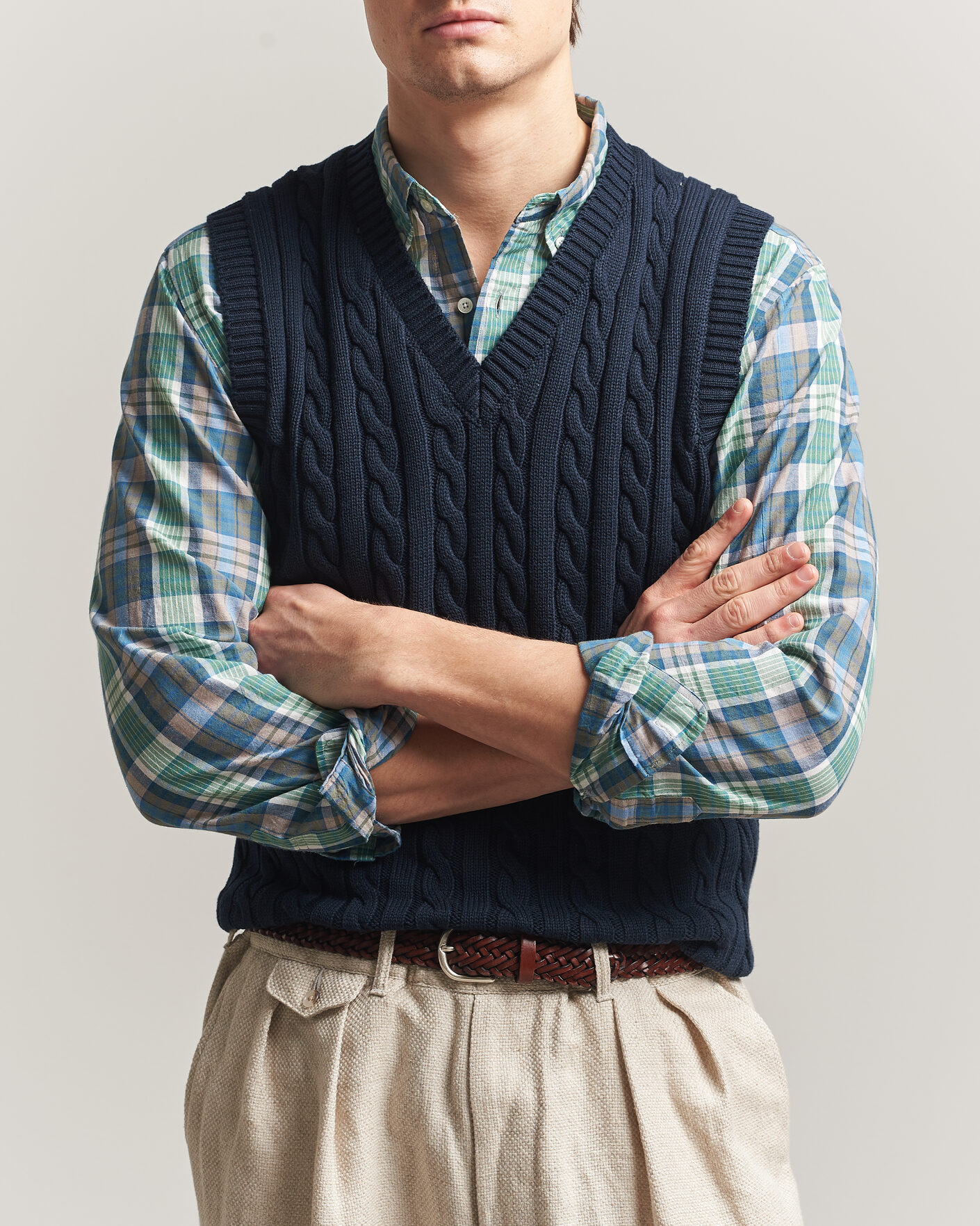 Mies | Puserot | BEAMS PLUS | Cable Knit Vest Navy