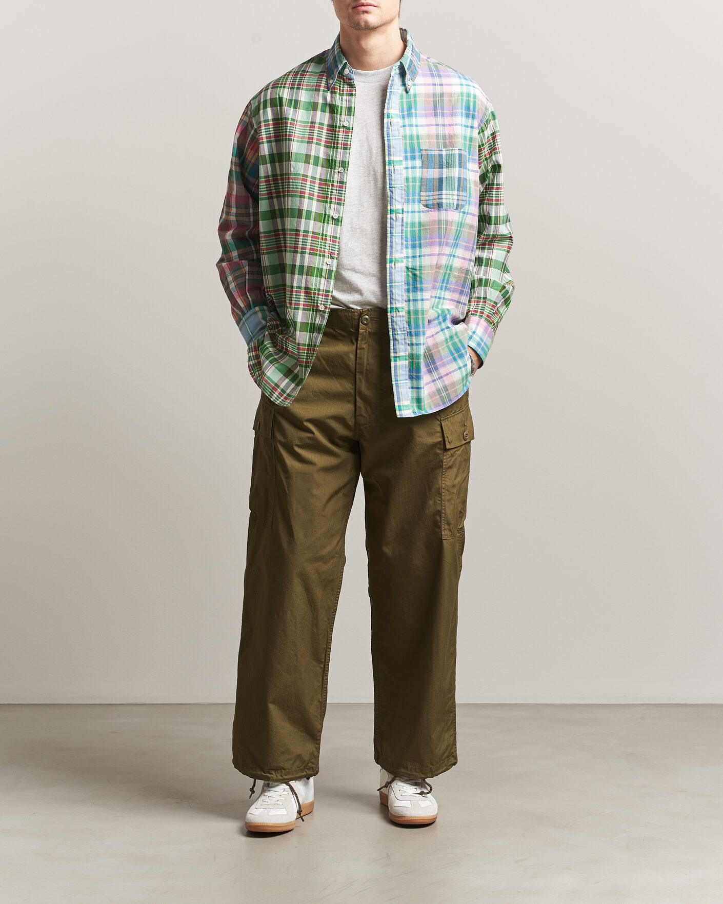 Mies | Kauluspaidat | BEAMS PLUS | Patchwork Madras Shirt Multicolour