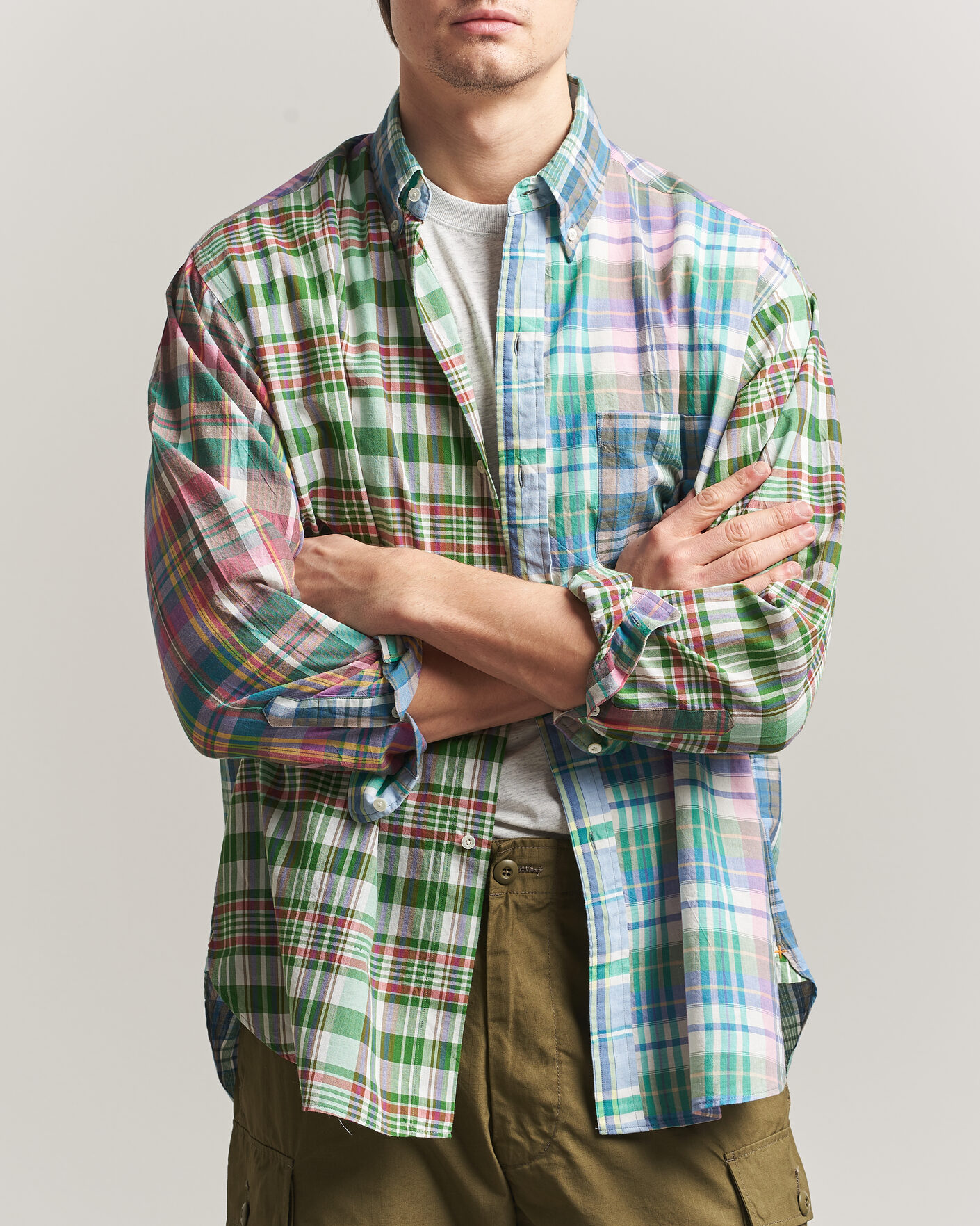 Mies | Kauluspaidat | BEAMS PLUS | Patchwork Madras Shirt Multicolour