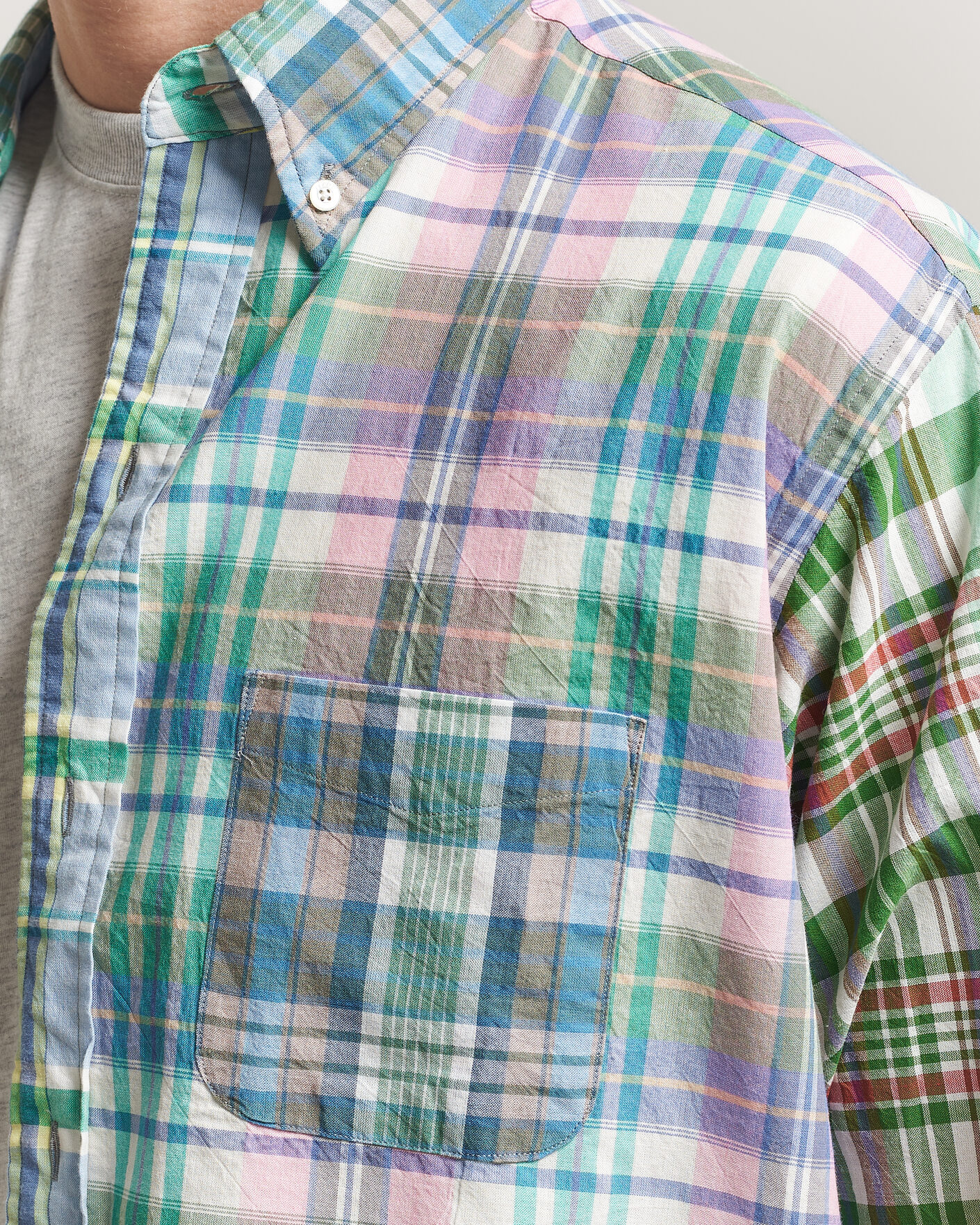 Mies | Kauluspaidat | BEAMS PLUS | Patchwork Madras Shirt Multicolour