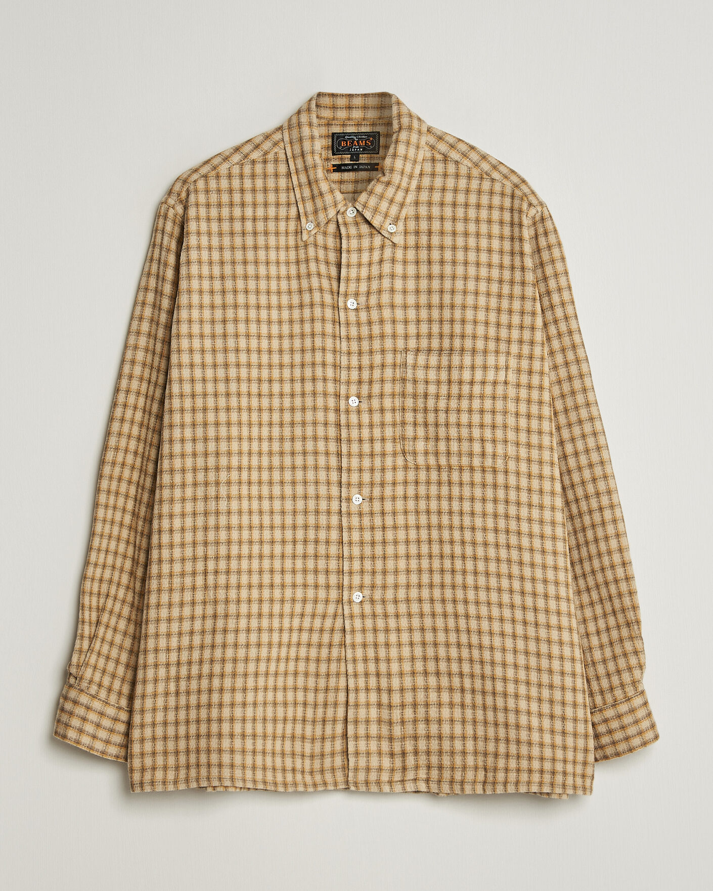 Mies | Kauluspaidat | BEAMS PLUS | Panama Plaid Button Down Shirt Beige
