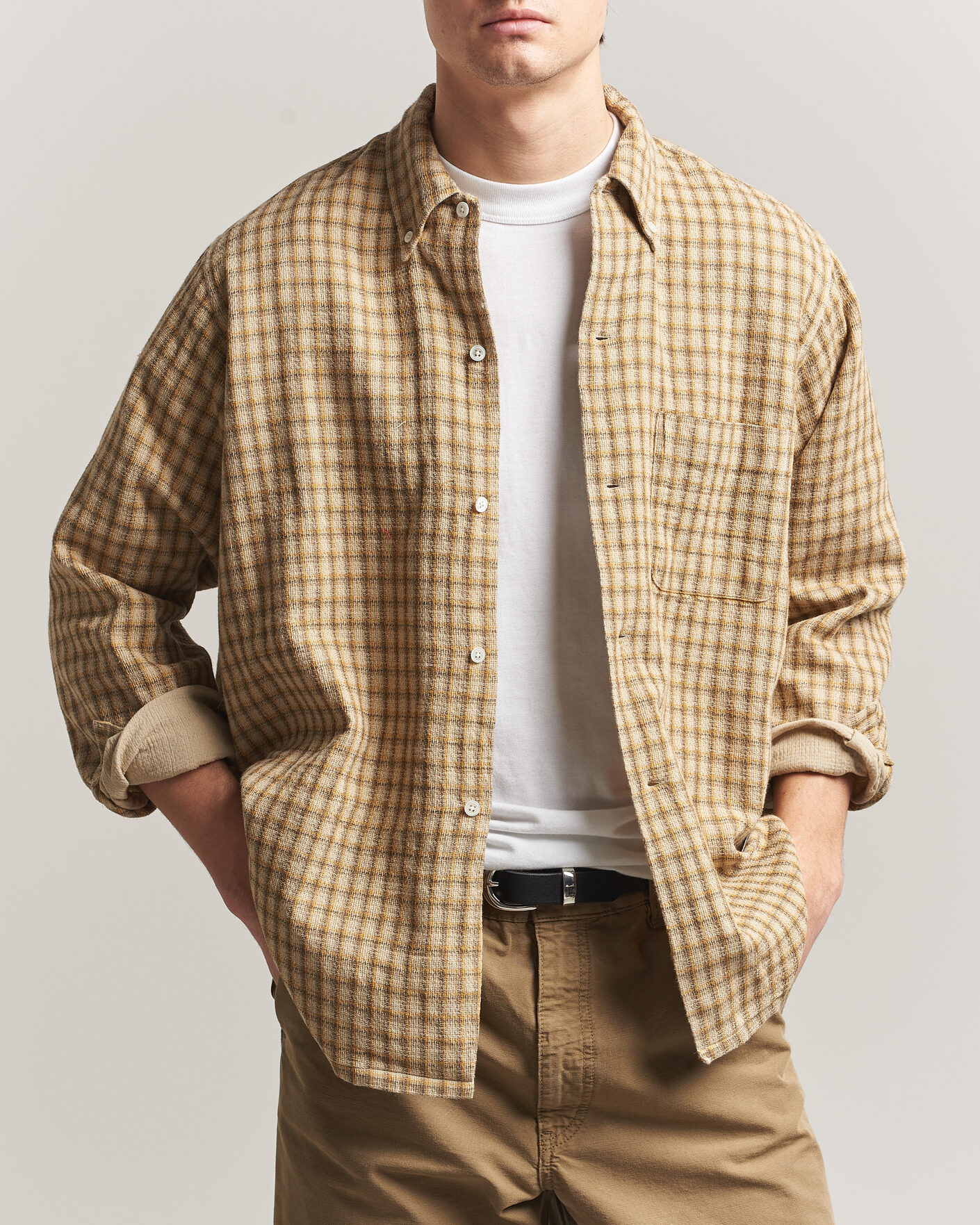 Mies | Kauluspaidat | BEAMS PLUS | Panama Plaid Button Down Shirt Beige