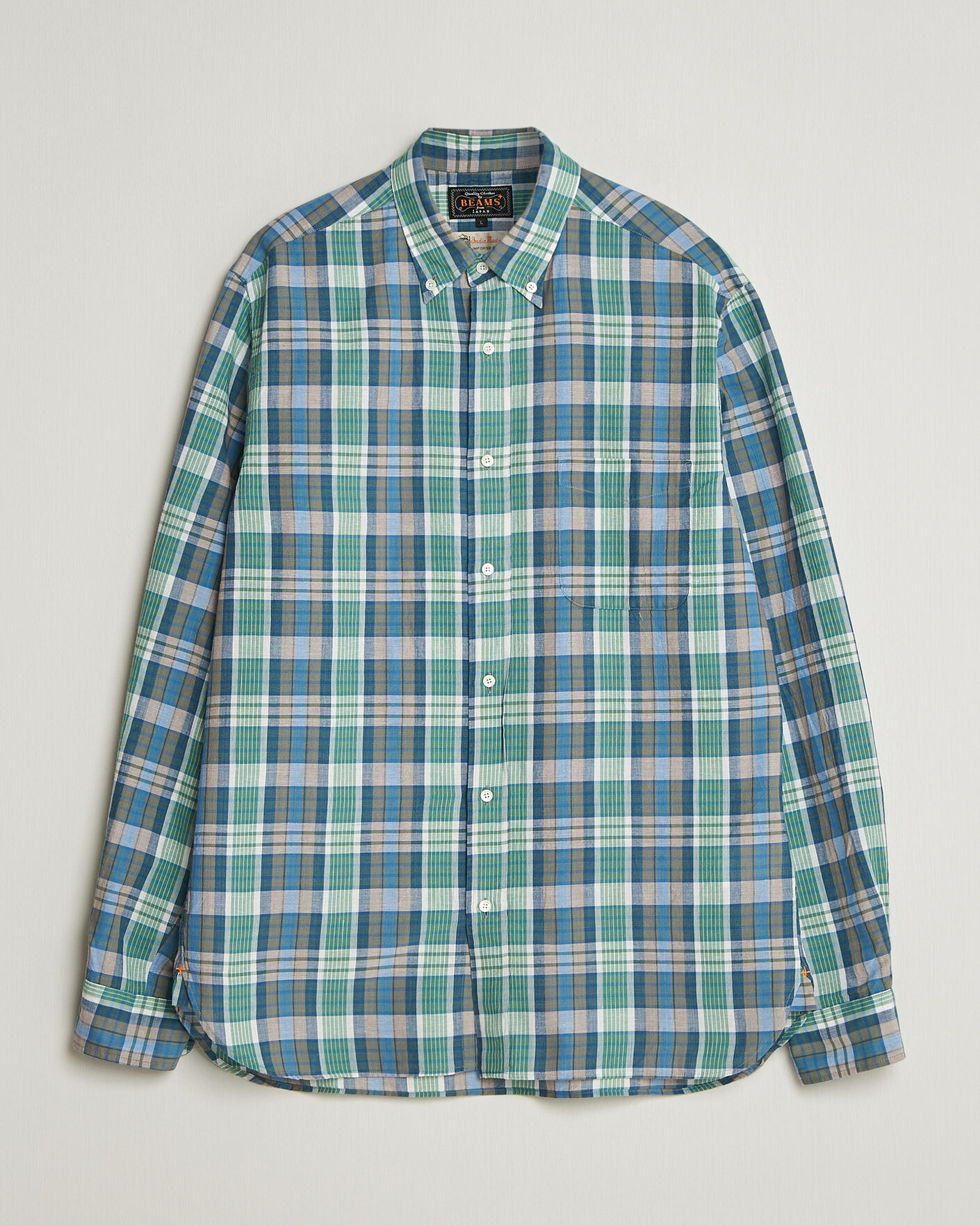 Mies | Kauluspaidat | BEAMS PLUS | Madras Button Down Shirt Blue