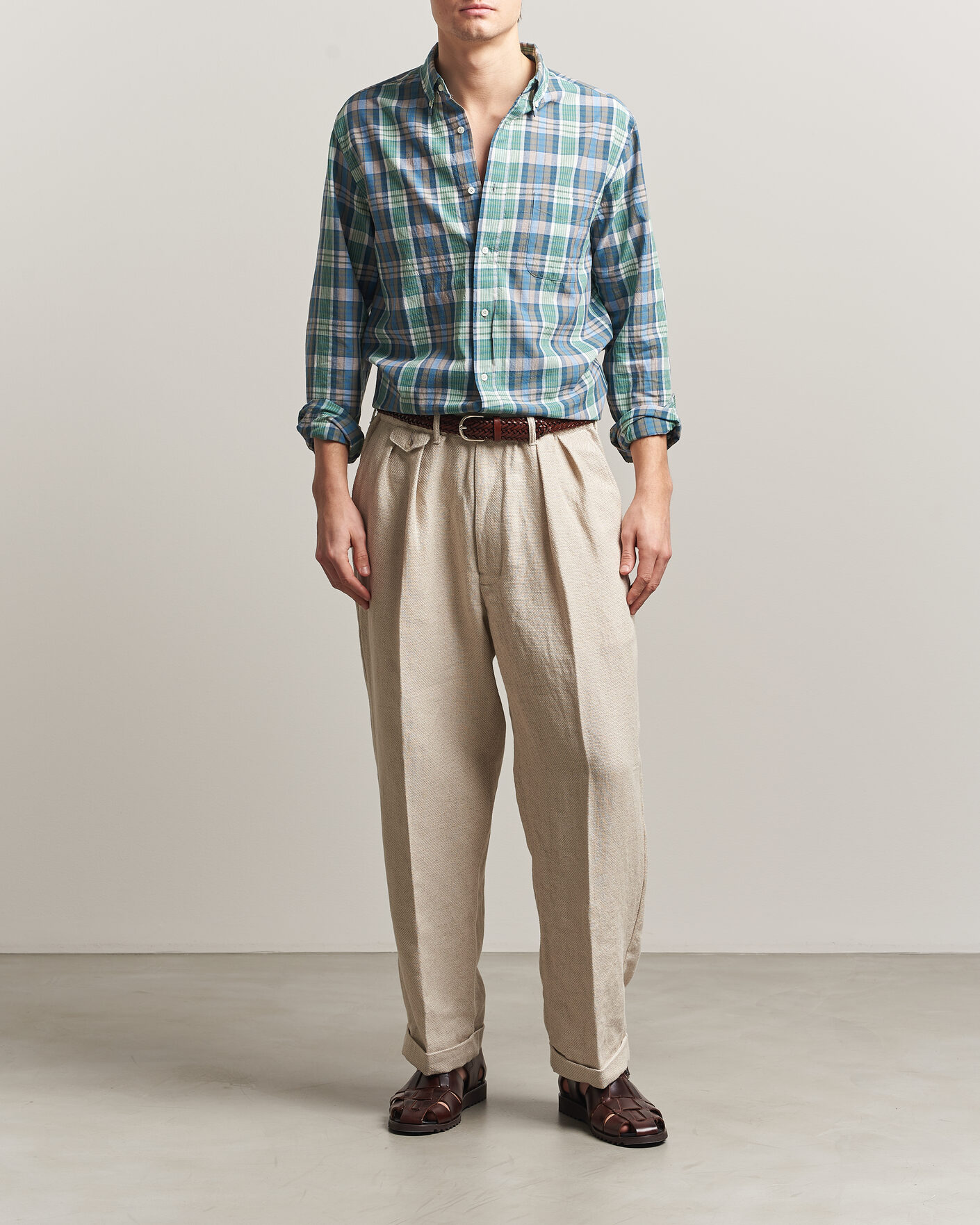 Mies | Kauluspaidat | BEAMS PLUS | Madras Button Down Shirt Blue