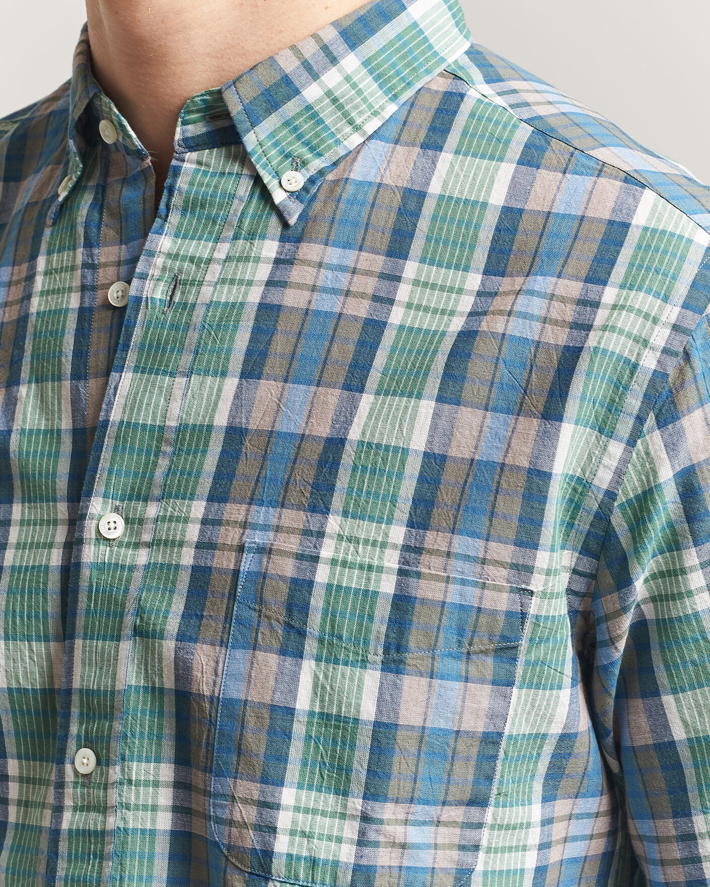 Mies | Kauluspaidat | BEAMS PLUS | Madras Button Down Shirt Blue