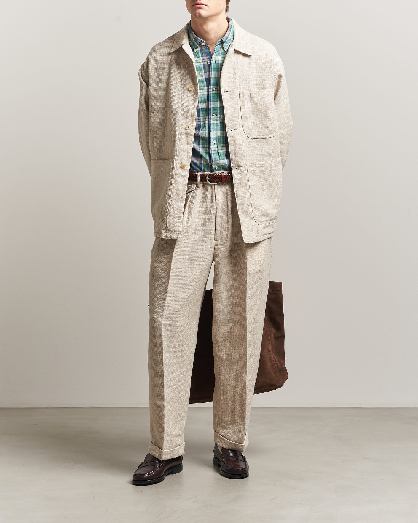 Mies | Housut | BEAMS PLUS | Cotton/Linen Pleated Trousers Off White