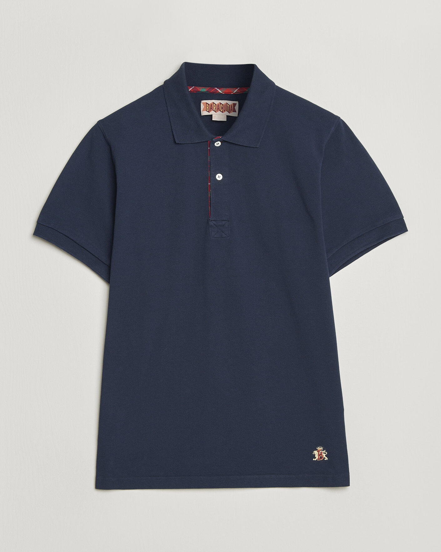 Mies | Pikeet | Baracuta | Tartan Placket Piquet Polo Navy