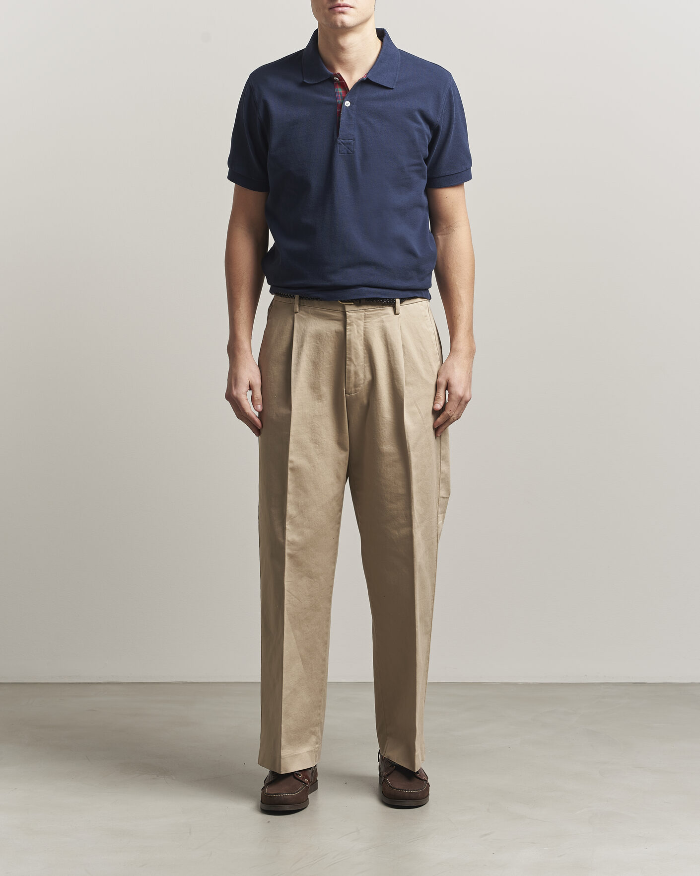 Mies | Pikeet | Baracuta | Tartan Placket Piquet Polo Navy