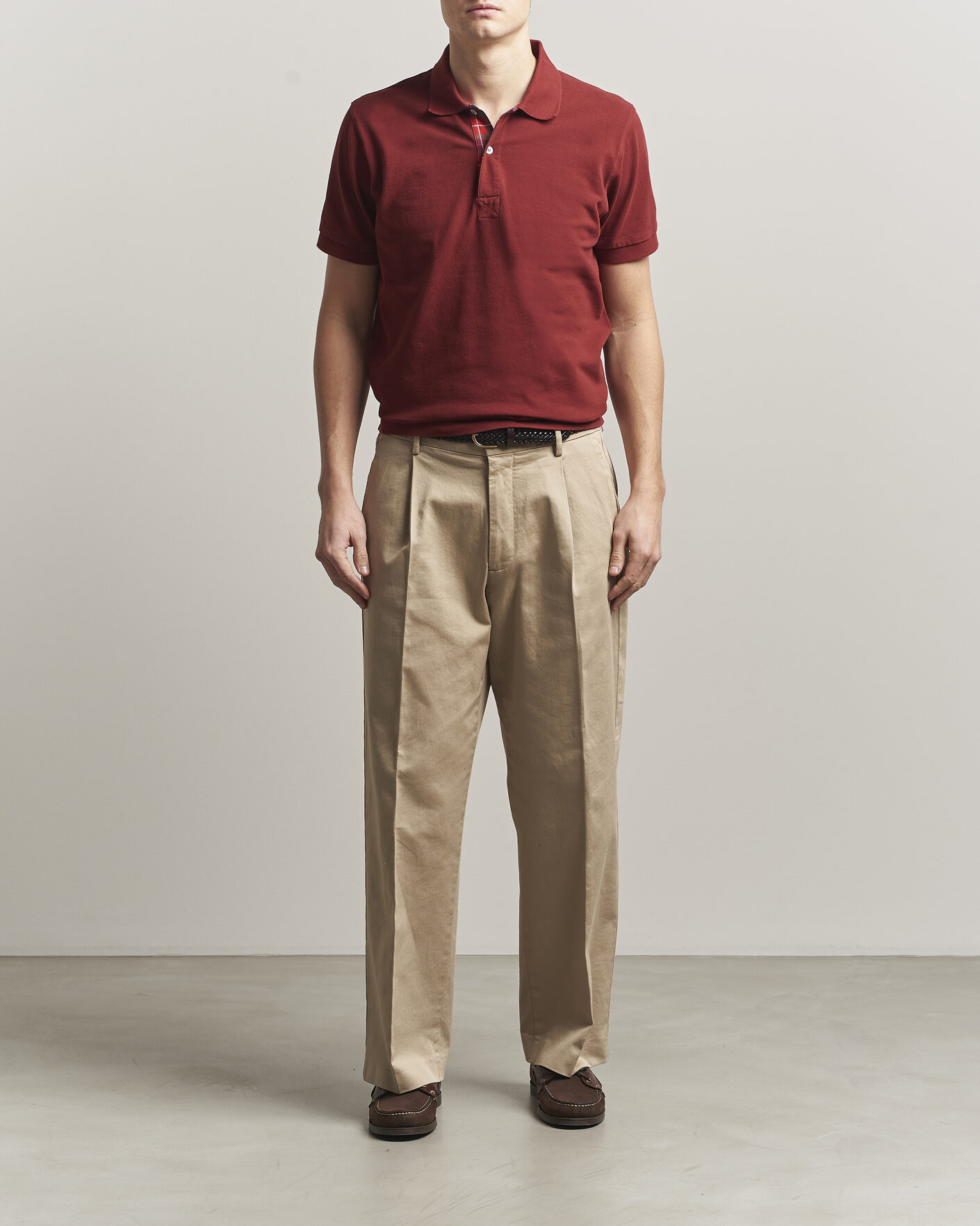 Mies | Pikeet | Baracuta | Tartan Placket Piquet Polo Oxblood