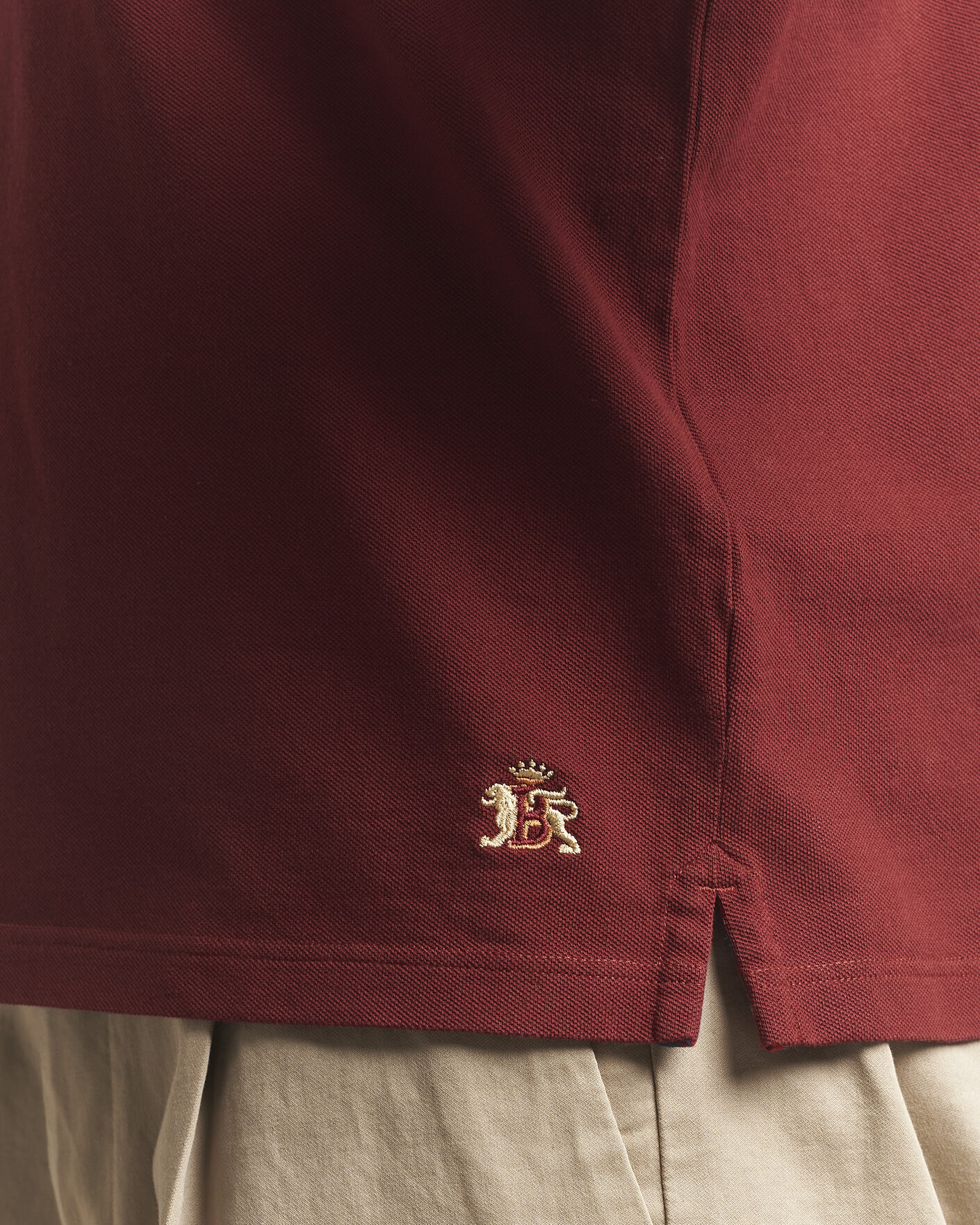 Mies | Pikeet | Baracuta | Tartan Placket Piquet Polo Oxblood