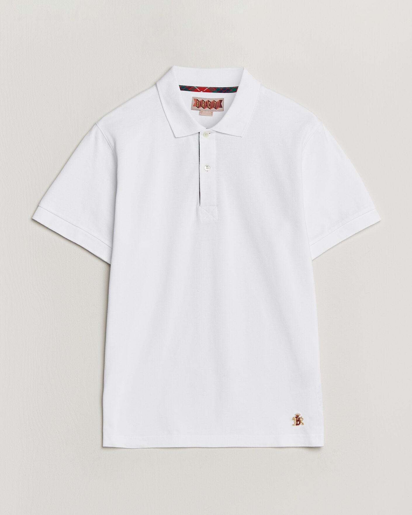Mies | Pikeet | Baracuta | Tartan Placket Piquet Polo Bone White