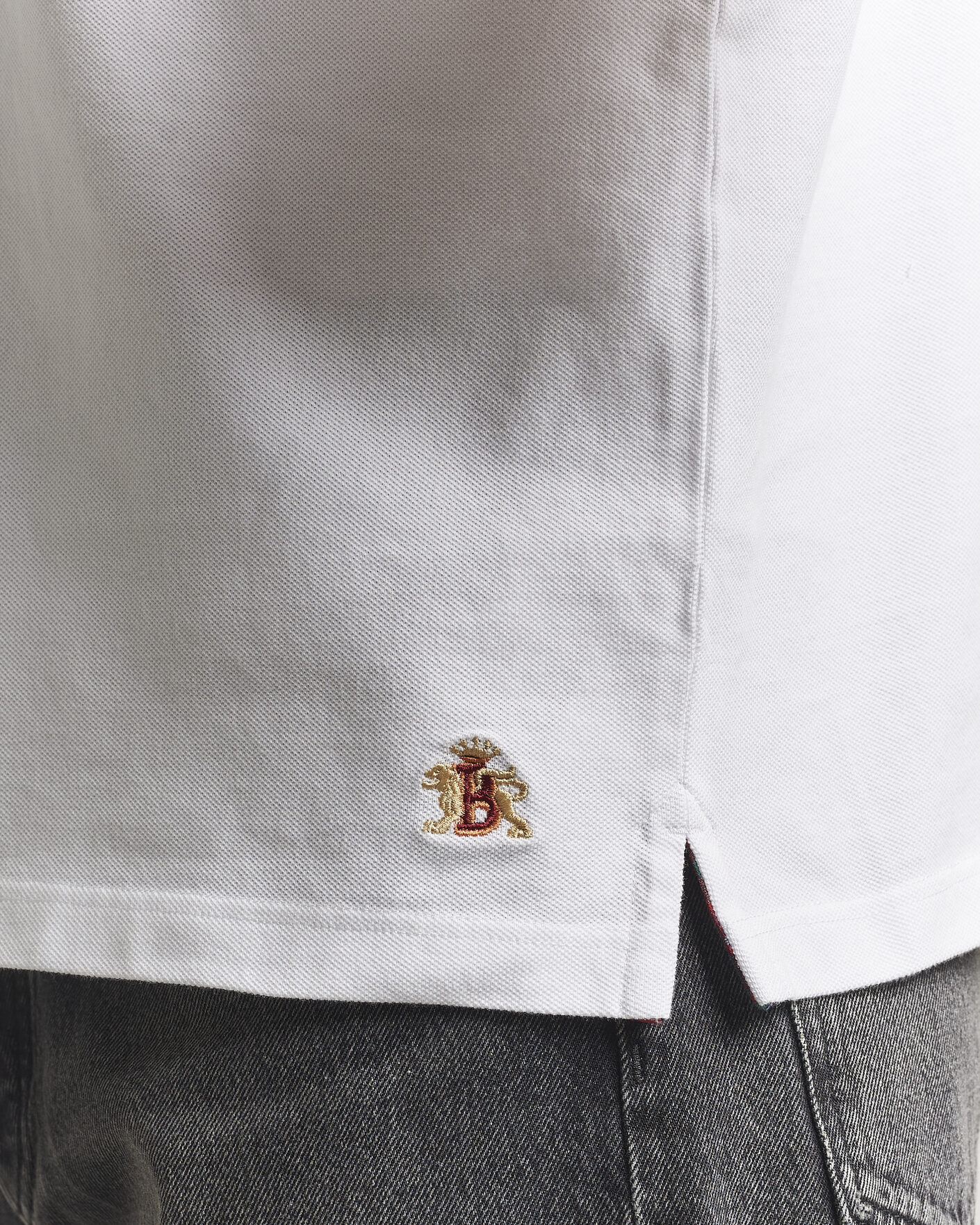 Mies | Pikeet | Baracuta | Tartan Placket Piquet Polo Bone White