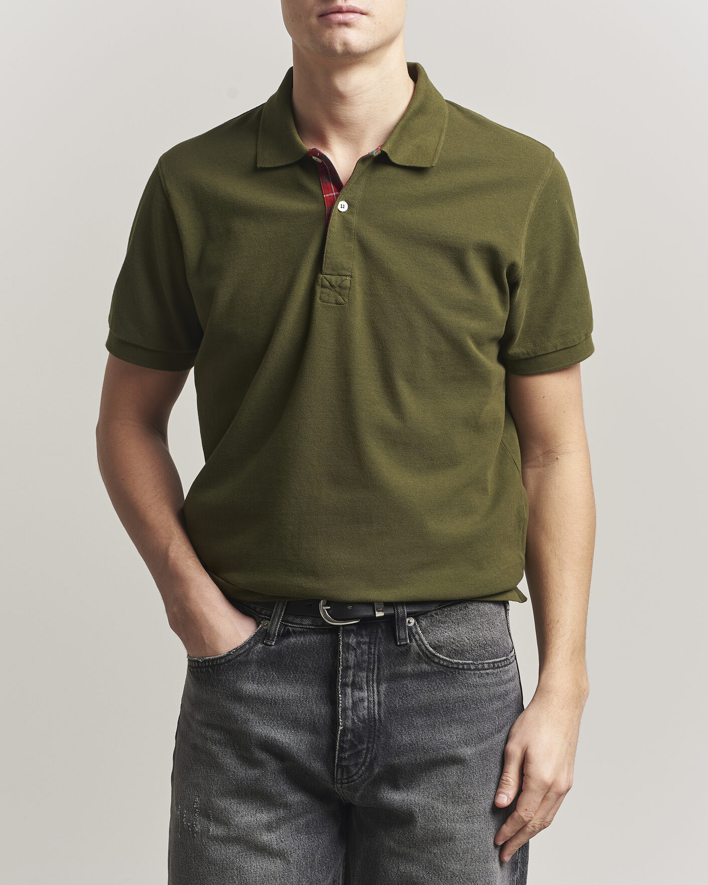 Mies | Pikeet | Baracuta | Tartan Placket Piquet Polo Beech