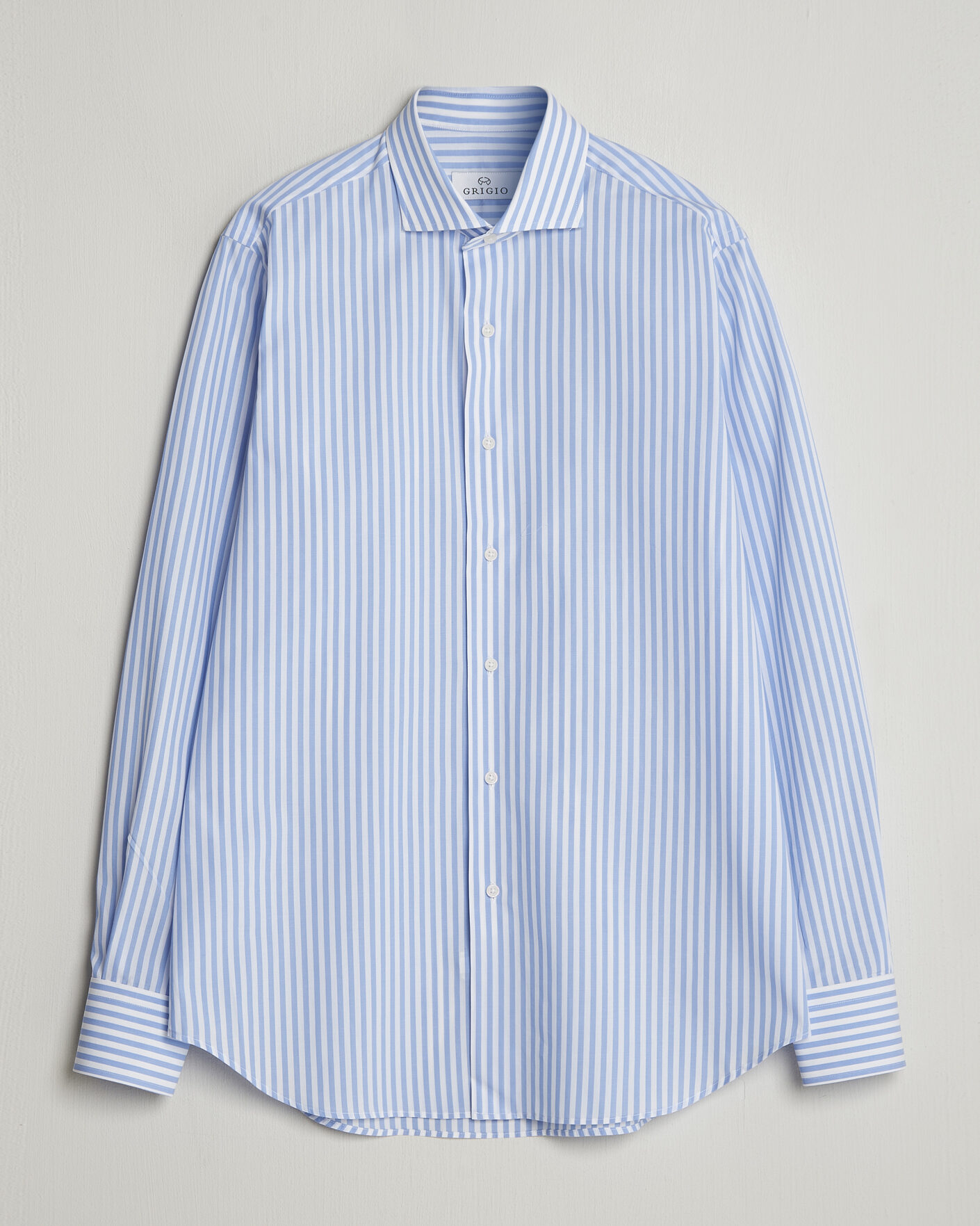 Mies | Kauluspaidat | Grigio | Cotton Poplin Dress Shirt Light Blue Stripe