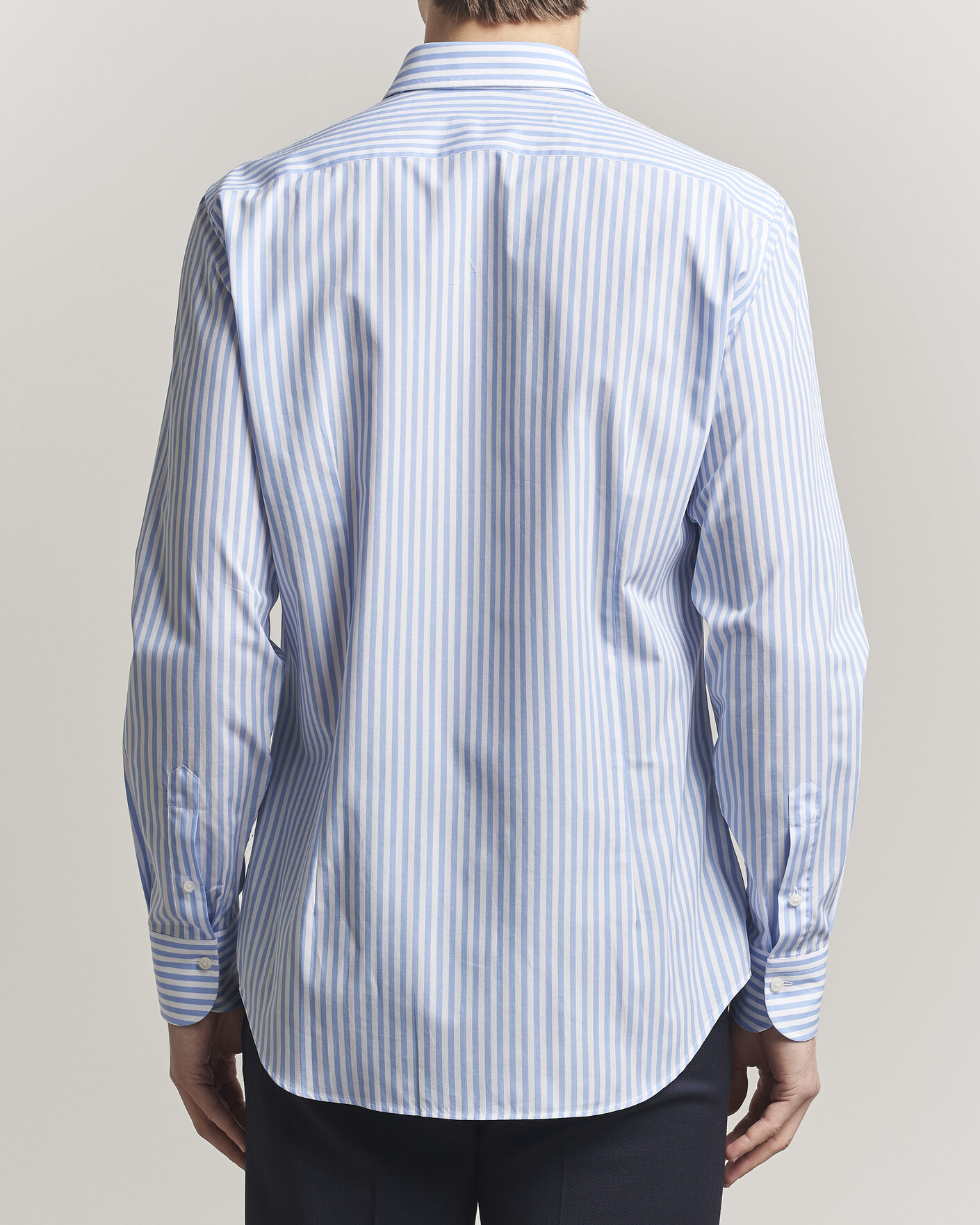 Mies | Kauluspaidat | Grigio | Cotton Poplin Dress Shirt Light Blue Stripe