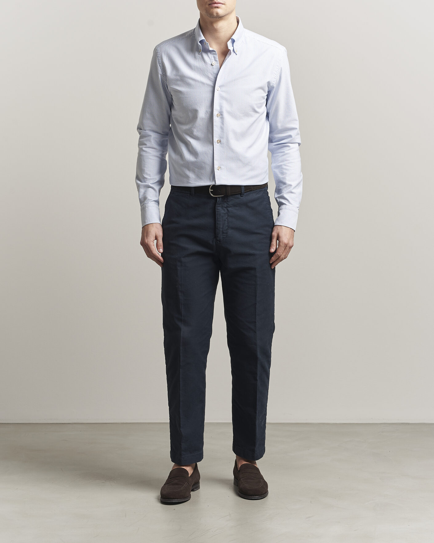 Mies | Kauluspaidat | Grigio | Oxford Button Down Shirt Light Blue Stripe