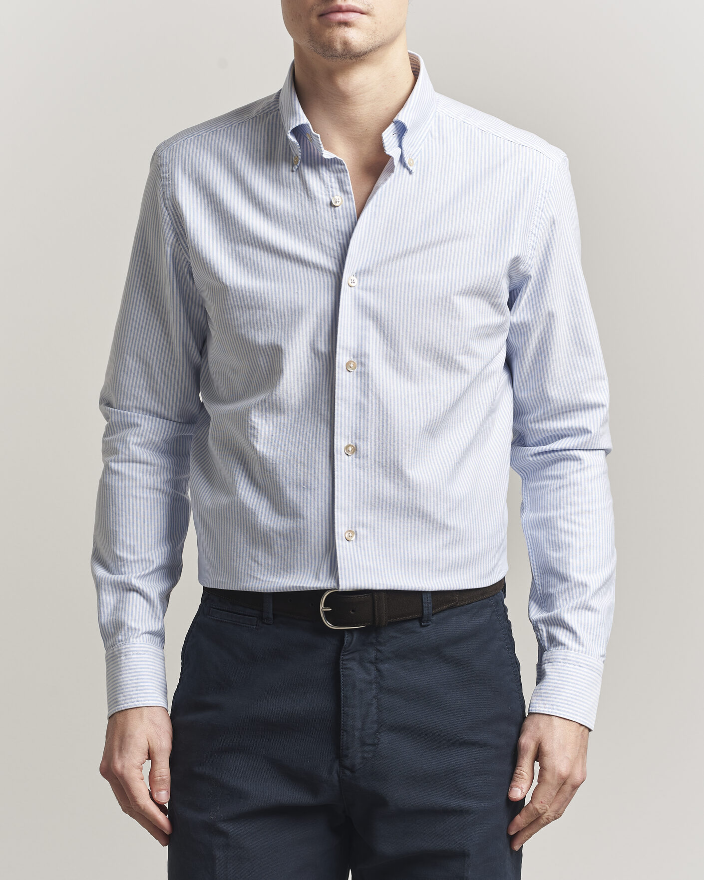 Mies | Kauluspaidat | Grigio | Oxford Button Down Shirt Light Blue Stripe