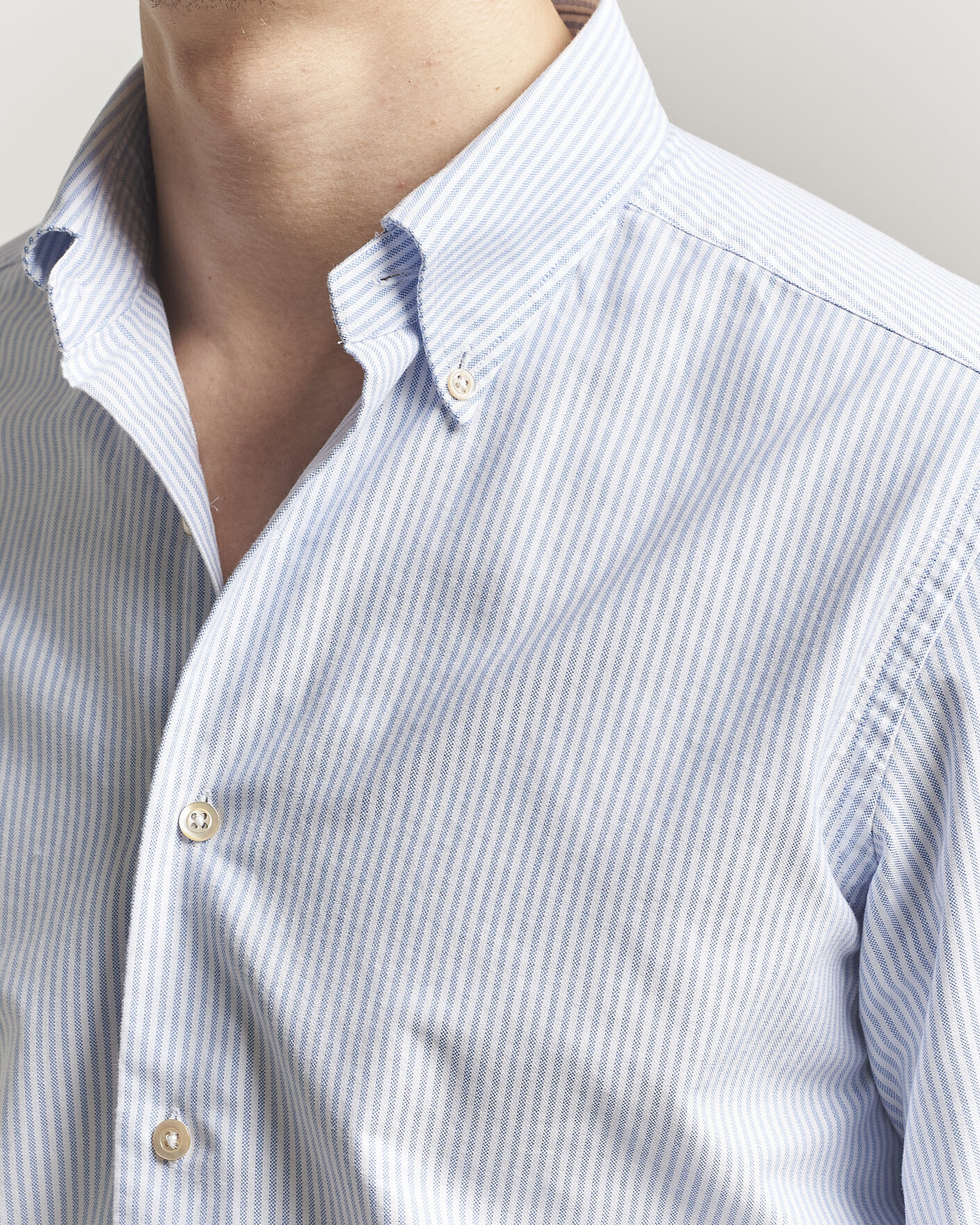 Mies | Kauluspaidat | Grigio | Oxford Button Down Shirt Light Blue Stripe